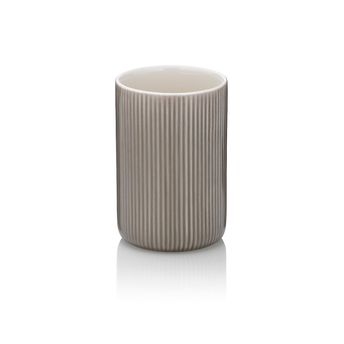 Portaspazzolino Ava in ceramica kela; 7.5x10.5 cm (ØxH); grigio