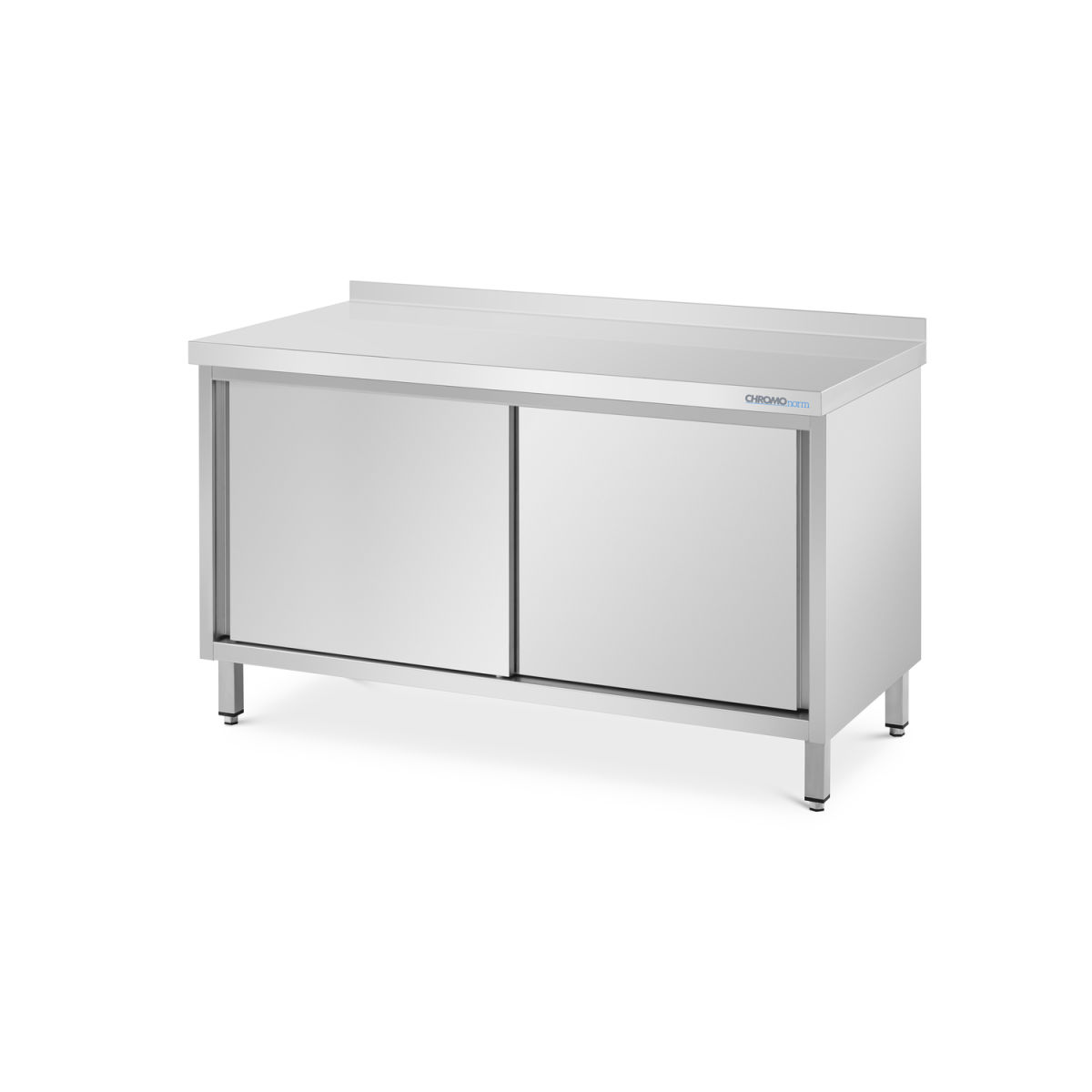 CHROMOnorm Arbeitsschrank mit Schiebetüren, mit Tischplatte Hinten Auf 160x90x70 cm (BxHxT); grau