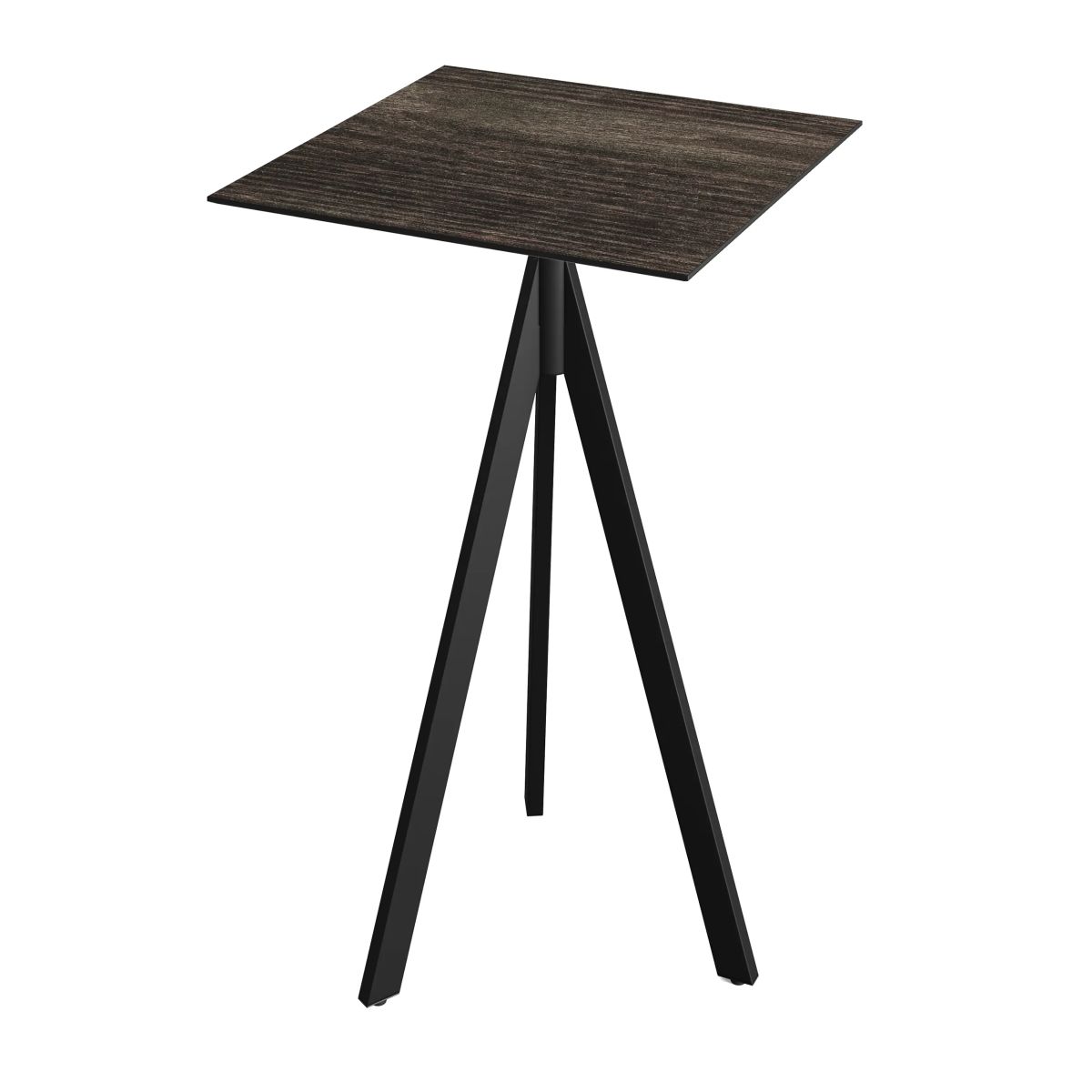 Feros Infinity Tripod Stehtisch frame + HPL 70x70 cm 70x70x110 cm (LxBxH); schwarz/dunkelbraun; quadratisch