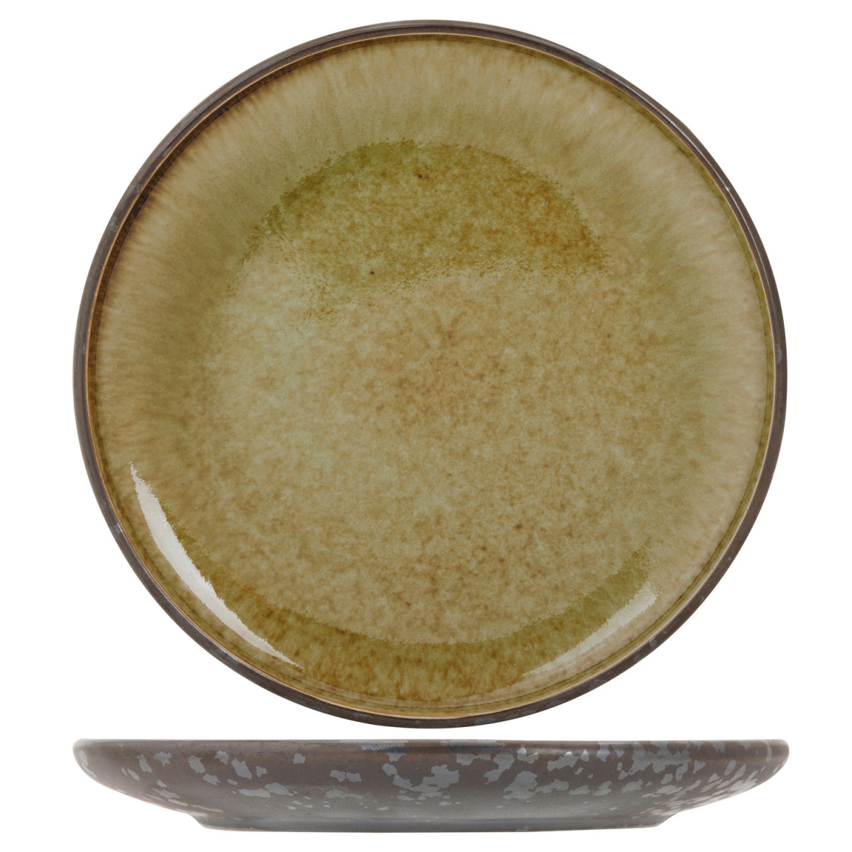 Cosy & Trendy Elements Mineral Brotteller D16Cm 15.8x15.8x16x2 cm (LxBxØxH); grün/anthrazit; rund; 6 Stück / Pack