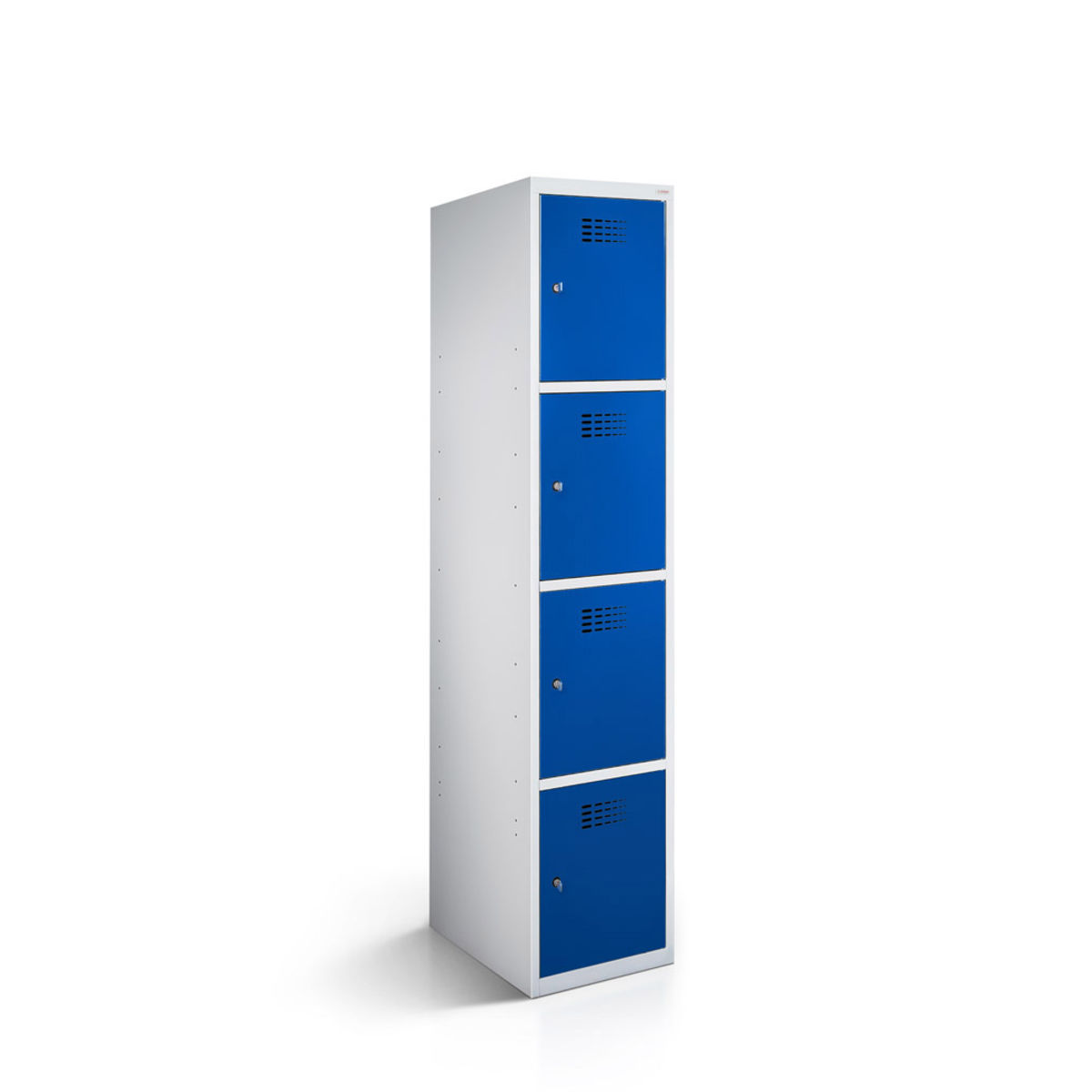 rotstahl Fächerschrank 4 Fächer mit lichtgrauem Korpus 40x50x180 cm (BxTxH); dunkelblau