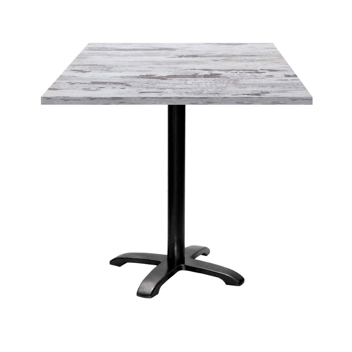 RestooTab Tisch Bazila quadratisch - Dekor Holz 70x70x74 cm (LxBxH); Platte eiche/weiß, Gestell schwarz; quadratisch