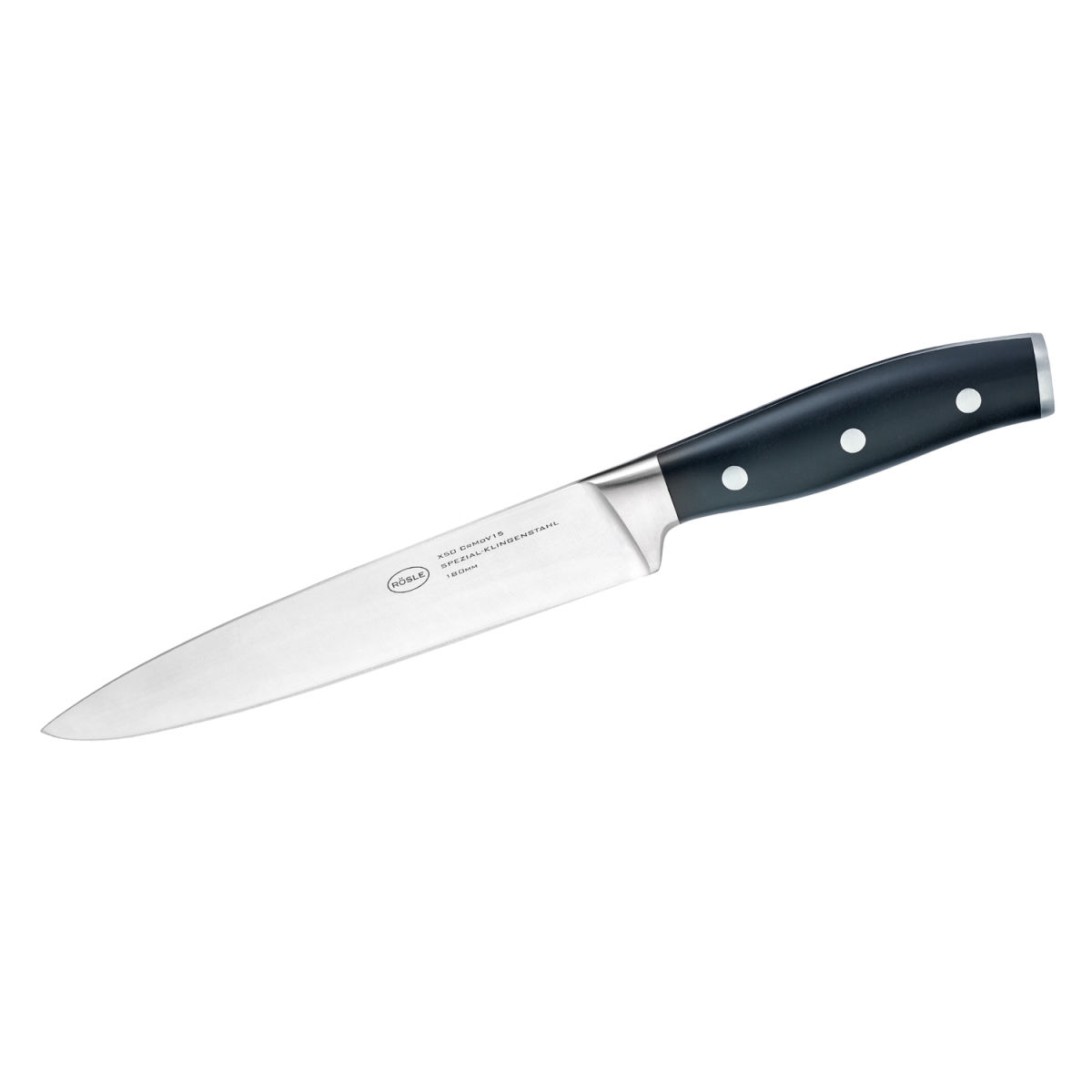 RÖSLE Fleischmesser Tradition 18 cm Griff POM Klingenlänge 18 cm, 30.5 cm (L); silber/schwarz