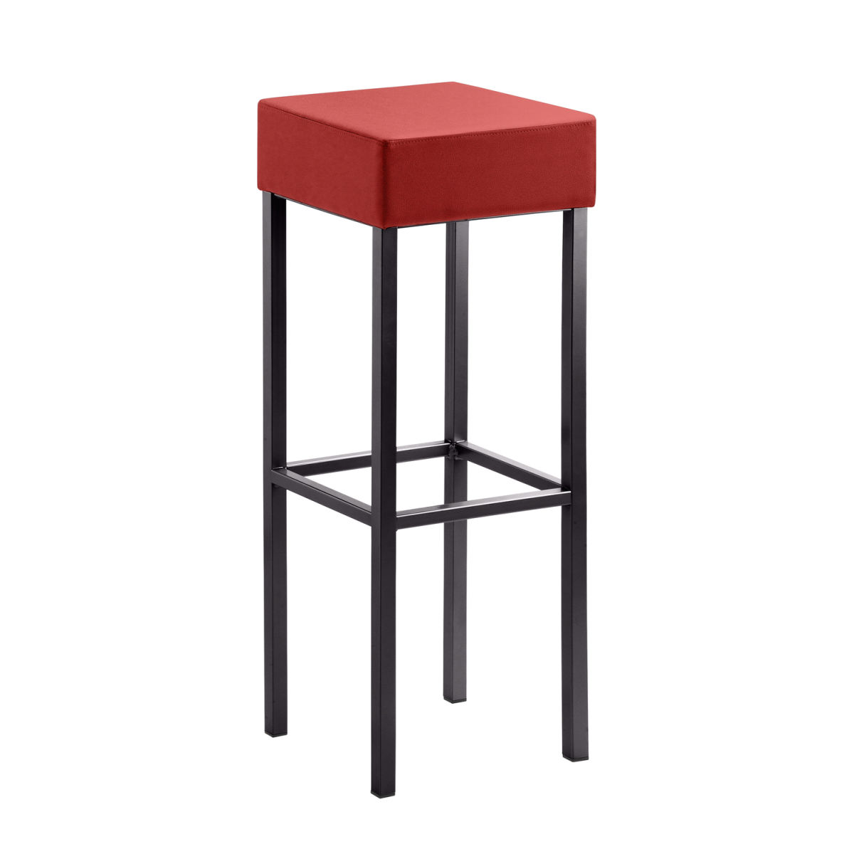 Mayer Sitzmöbel Extra-hoher Barhocker 89 cm, Vierfuß, Mikrofaser in Lederoptik 34x34x92 cm (BxTxH); Sitz rot, Gestell schwarz