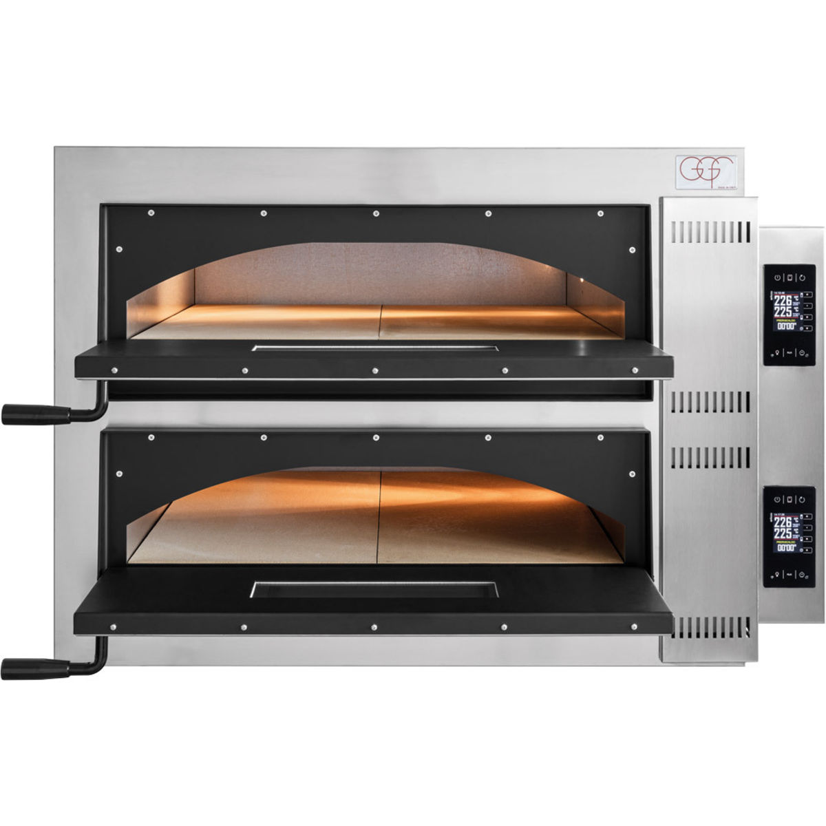 GGF Pizzaofen F-Line Digital, 2 Kammern für 4 Pizzen Ø 360 mm, 12 kW 101x85x75 cm (BxTxH); silber