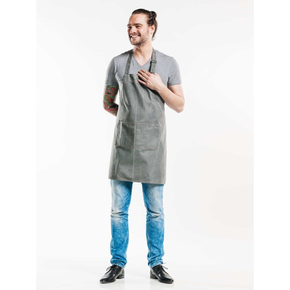 Chaud Devant Latzschürze Base Grey Denim W70 – L75 75x70 cm (LxB); grau