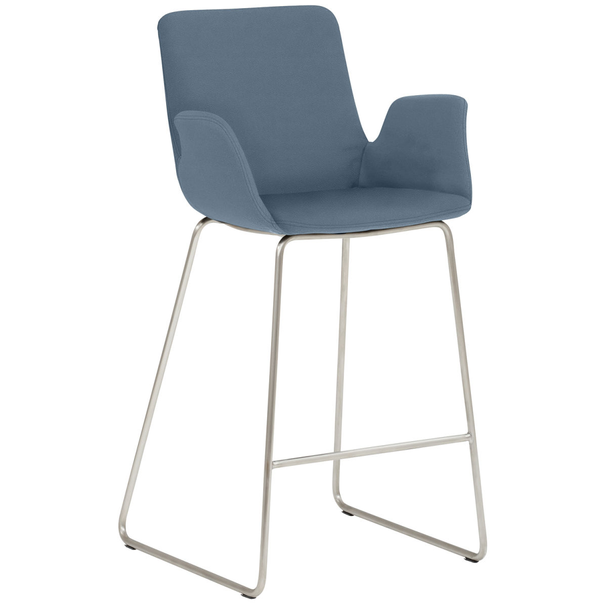 Mayer Sitzmöbel Tresenhocker mit Armlehnen, Kufengestell, Mikrofaser in Lederoptik Gestell silber 53x49x95 cm (BxTxH); Sitz rauchblau, Gestell silber