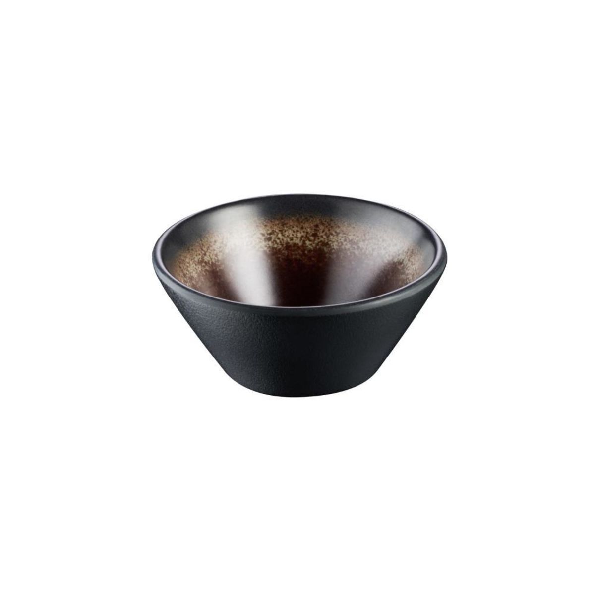APS Schale -KAYA- , Ø 8 cm, H: 2,5 cm , Melamin , innen: Dekor, braun , außen: grau , 0,08 Liter , Verpackungseinheit: 12 Stück ,; 100 ml, 8.5x8.5x3.5 cm (LxBxH); grau/braun; rund; 12 Stück / Pack