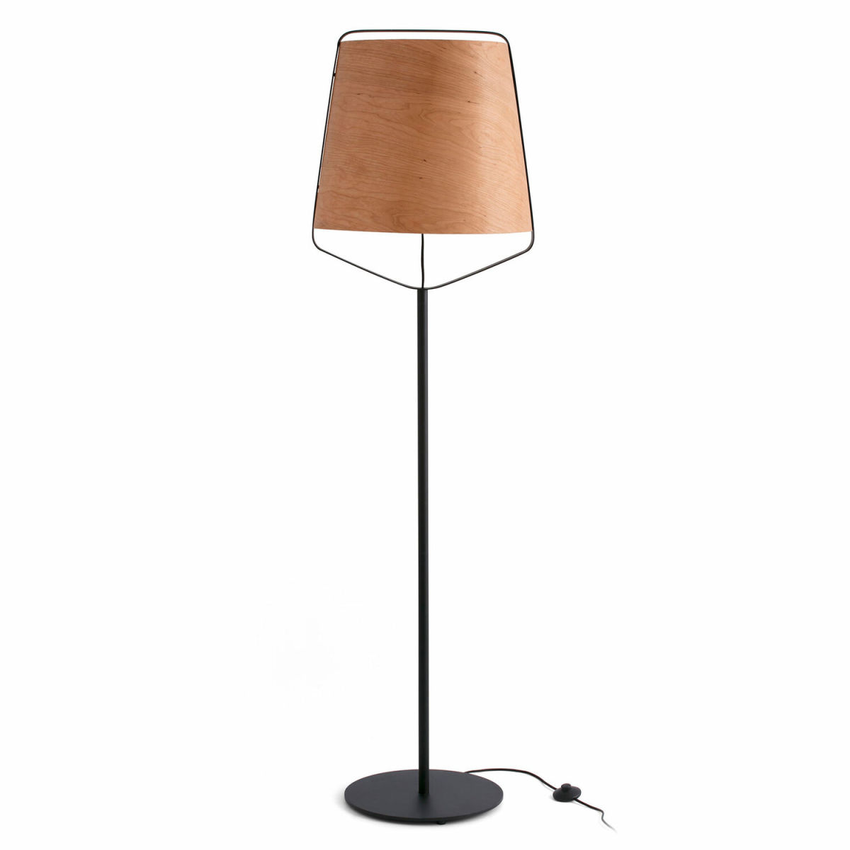 FARO Barcelona STOOD Wohnzimmer Stehleuchte schwarz und Holz 18.2 cm (H); schwarz