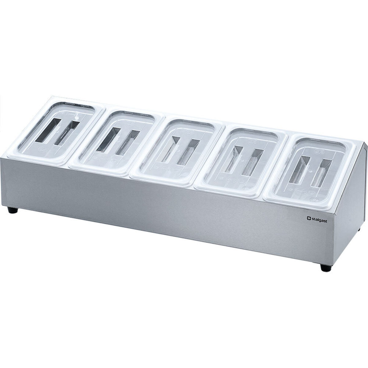 Stalgast Ständer für Gastronormbehälter - 5 x GN 1/4 (150 mm) 84x24x30 cm (BxHxT); silber