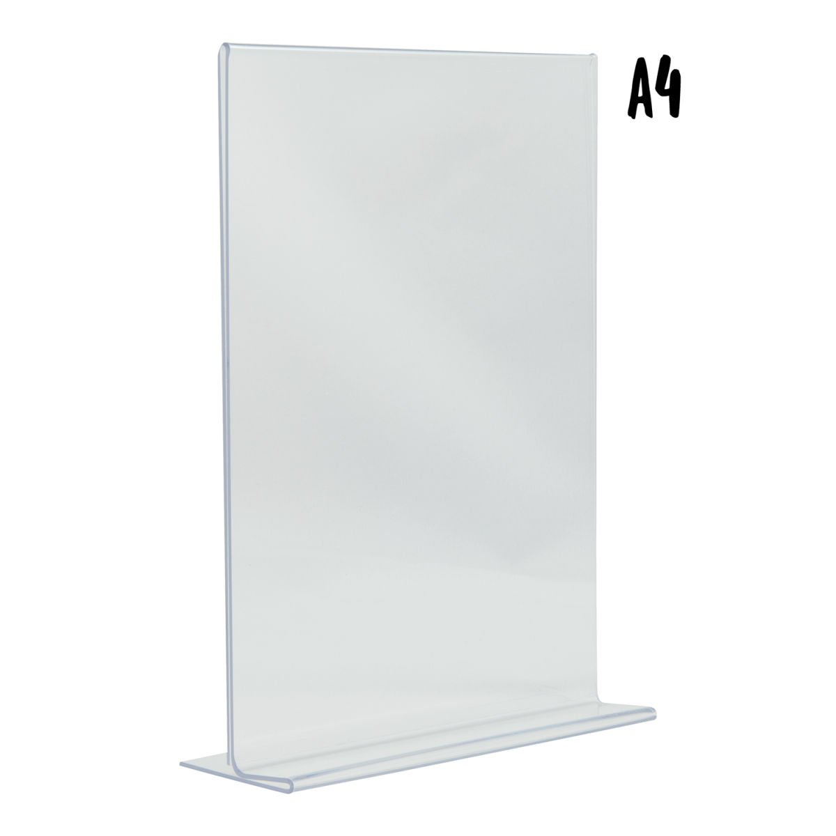 Porta-poster trasparente A4 - Verticale - Acrilico - Doppia faccia Securit; 8.5x21x30 cm (LxLxH); argento