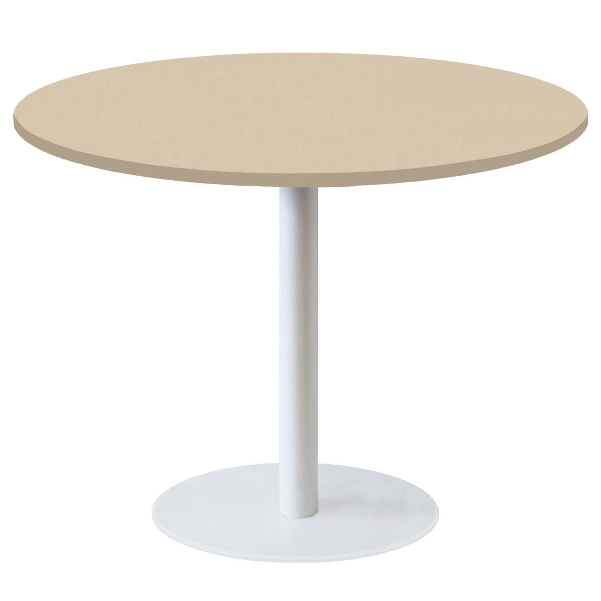 Tavolo Roma XL rotondo base bianco - laminato tinta unita RestooTab; 75x120 cm (HxØ); beige; rotonda