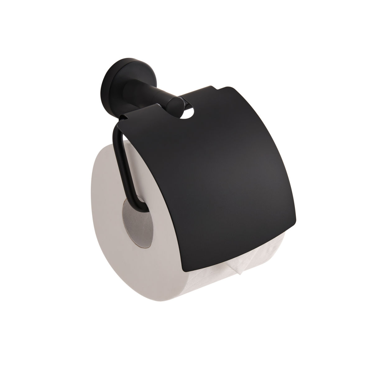 CORBY Corby Harrogate Toilettenrollenhalter mit Abdeckung aus poliertem Stahl; 8x15x14.5 cm (LxBxH); schwarz