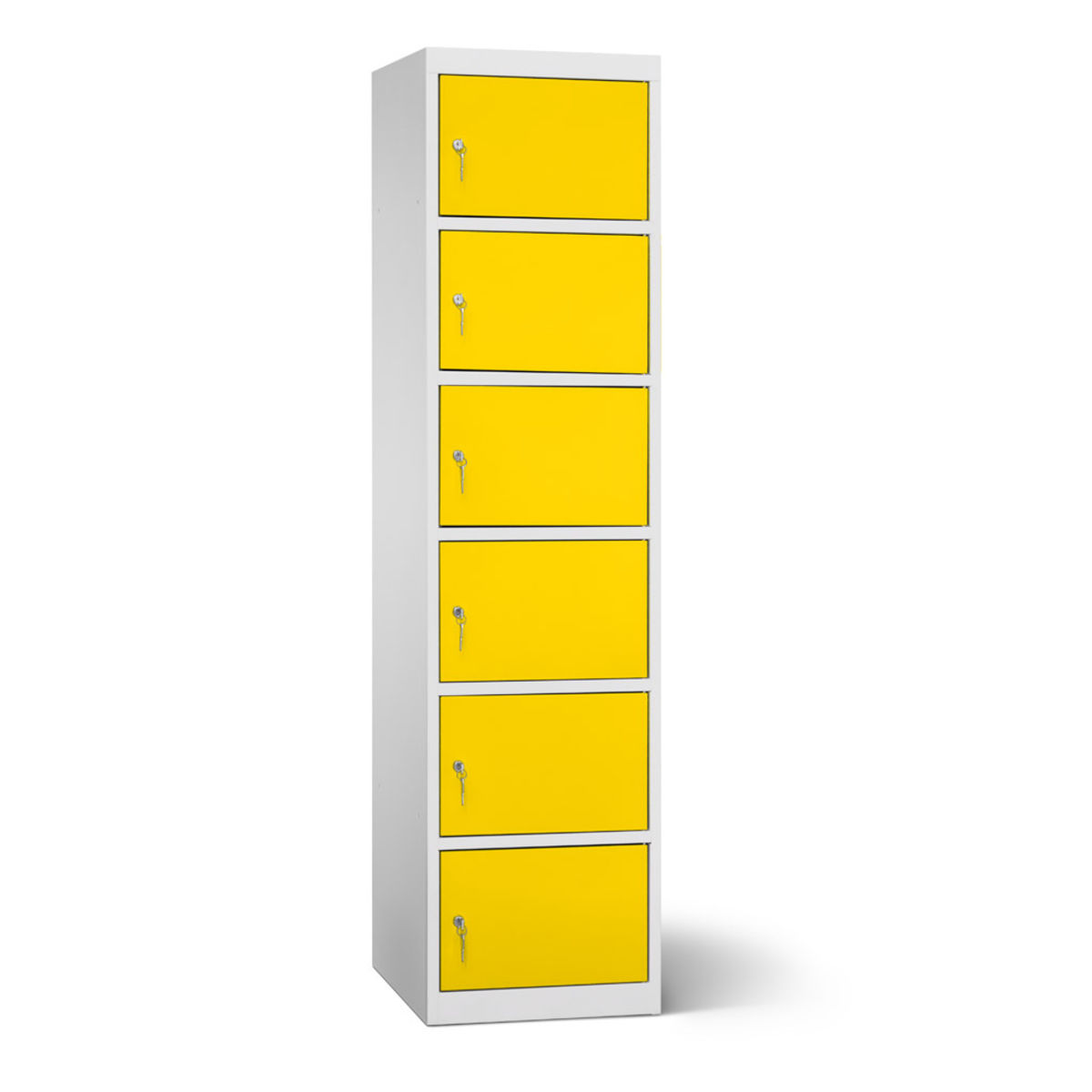 rotstahl Akku-Ladeschrank 6 Fächer mit lichtgrauem Korpus 45x180 cm (BxH); gelb