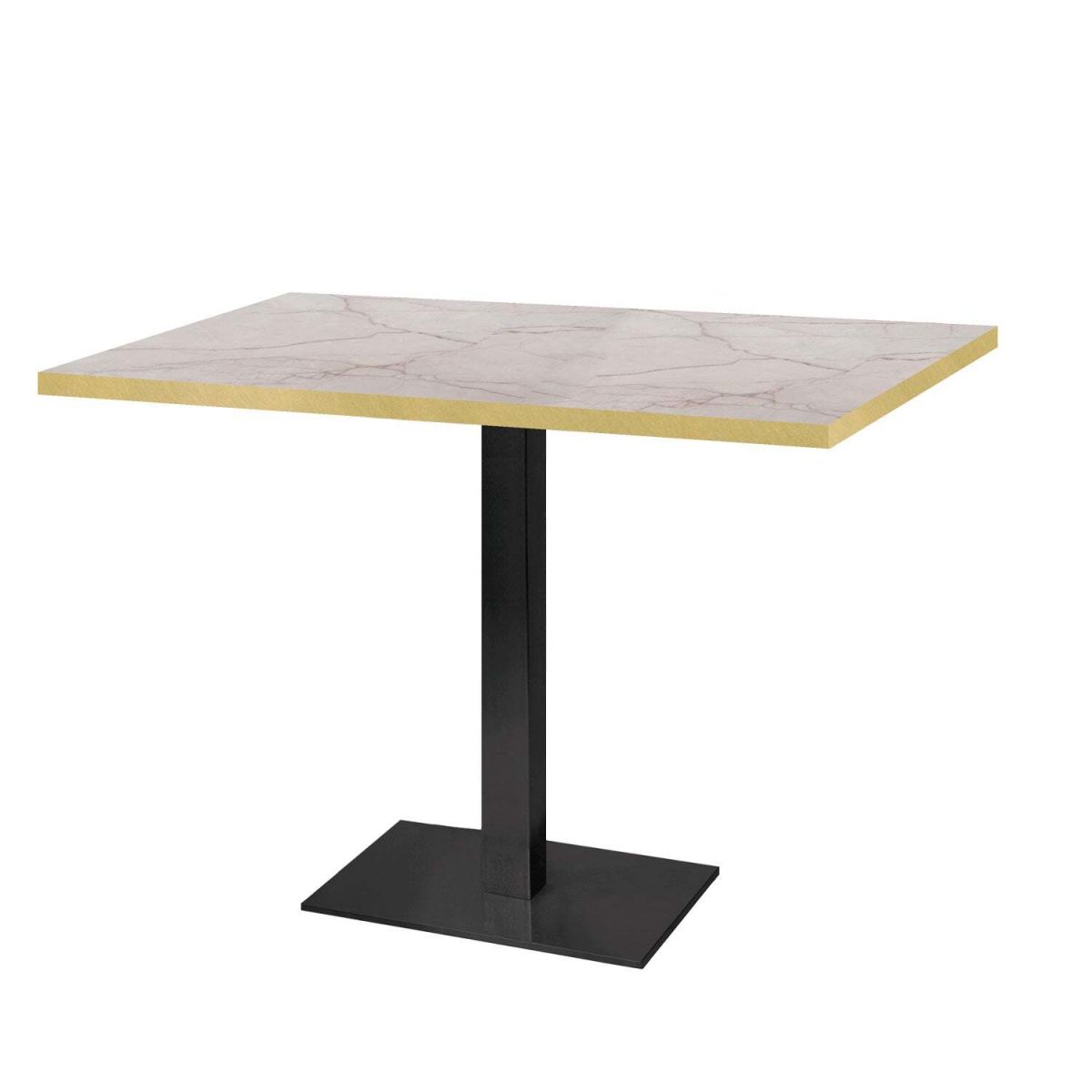 RestooTab Tisch Milan rechteckig - Kanten messingfarben 120x70x75 cm (LxBxH); Platte wollweiß/marmoriert/messing, Gestell schwarz; rechteckig