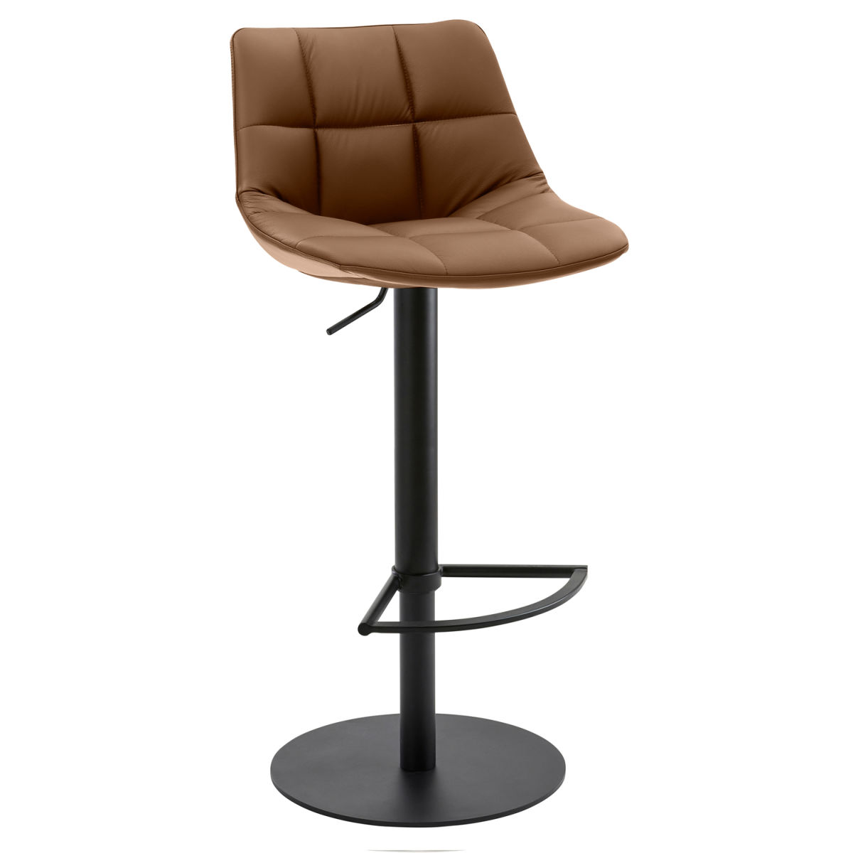 Mayer Sitzmöbel Barhocker höhenverstellbar Rautensteppung, Mikrofaser in Lederoptik 48x49x79.5 cm (BxTxH); Sitz hellbraun, Gestell schwarz
