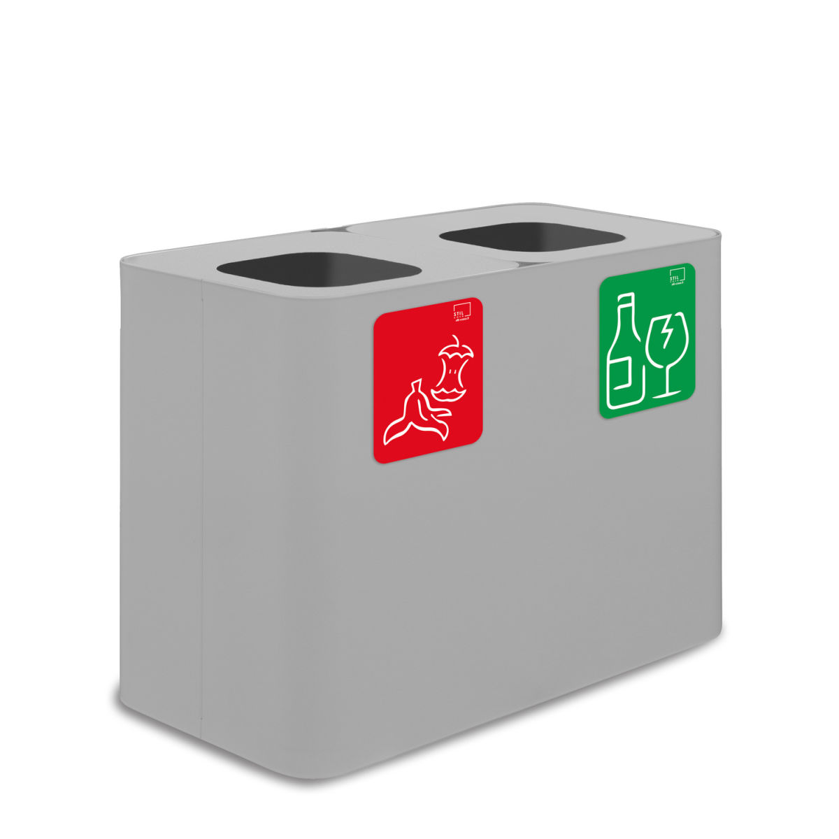 STIL CASA Stil Casa PURE Abfallsammelsystem, mit zwei Fächern 120 l, 77x39x50.5 cm (LxBxH); weiß; rechteckig