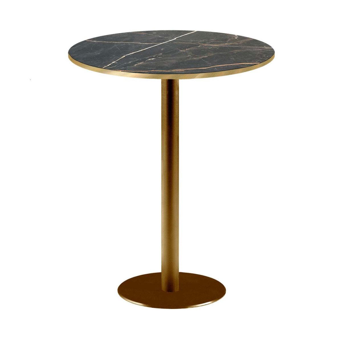 RestooTab Stehtisch Rome rund Gestell goldmetallic - Kanten messingfarben 113x60 cm (HxØ); Platte schwarz, Gestell messing; rund