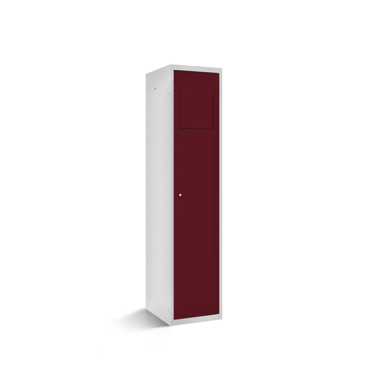 rotstahl Wäschesammelschrank mit Einwurfklappe mit lichtgrauem Korpus 40x50x180 cm (BxTxH); bordeaux