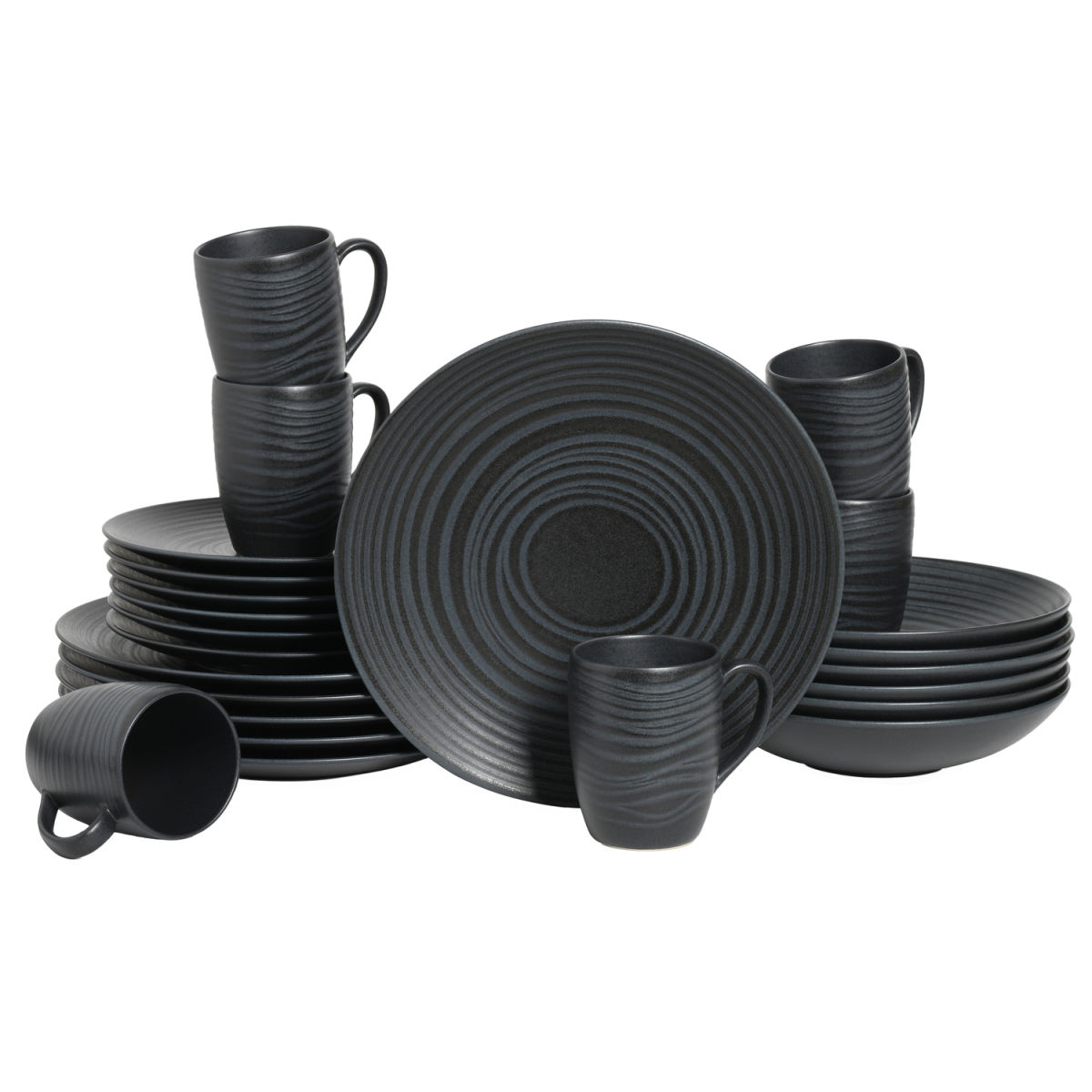 Pietra lavica nera - Servizio combinato 24 pezzi CreaTable; nero