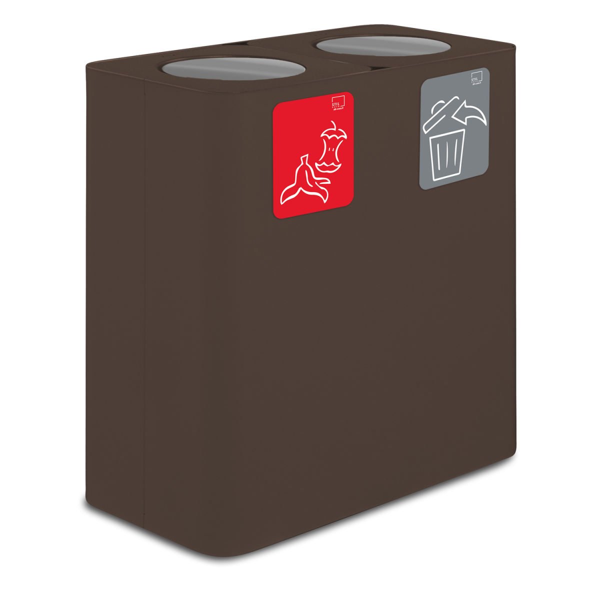 STIL CASA Stil Casa PURE Abfallsammelsystem, Stahl lackiert, Deckel mit Schwingdeckel 200 l, 77x39x80.5 cm (LxBxH); rostbraun; rechteckig