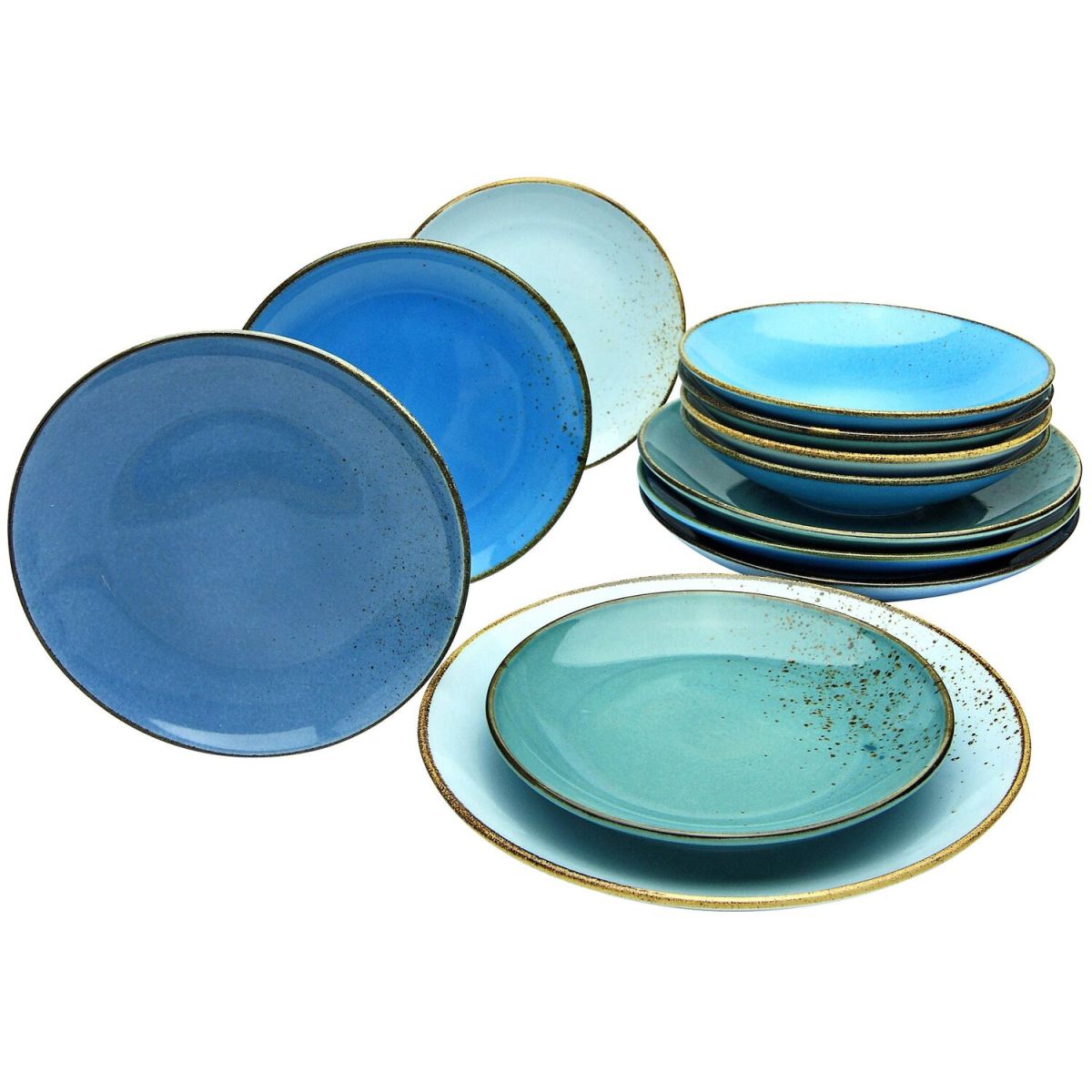 Collezione Natura - Set di piatti da 12 pezzi CreaTable; blu