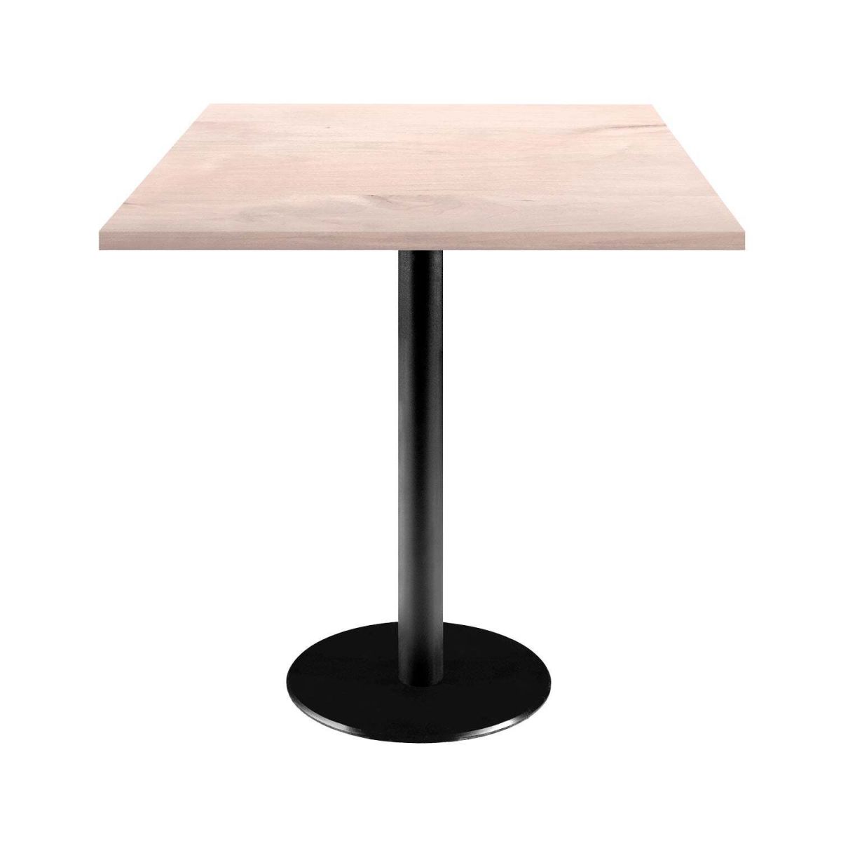 RestooTab Tisch Rome quadratisch - Dekor Holz 70x70x75 cm (LxBxH); Platte birke/hellgrau, Gestell schwarz; quadratisch