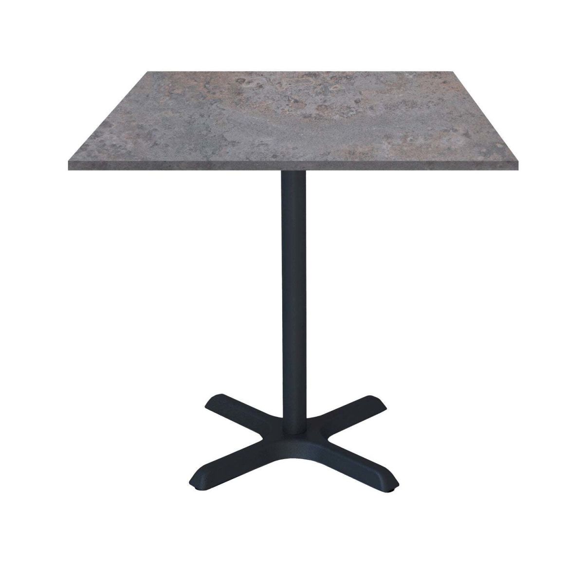 RestooTab Tisch Dina quadratisch - Dekor Stein 70x70x74 cm (LxBxH); Platte metall antik, Gestell schwarz; quadratisch