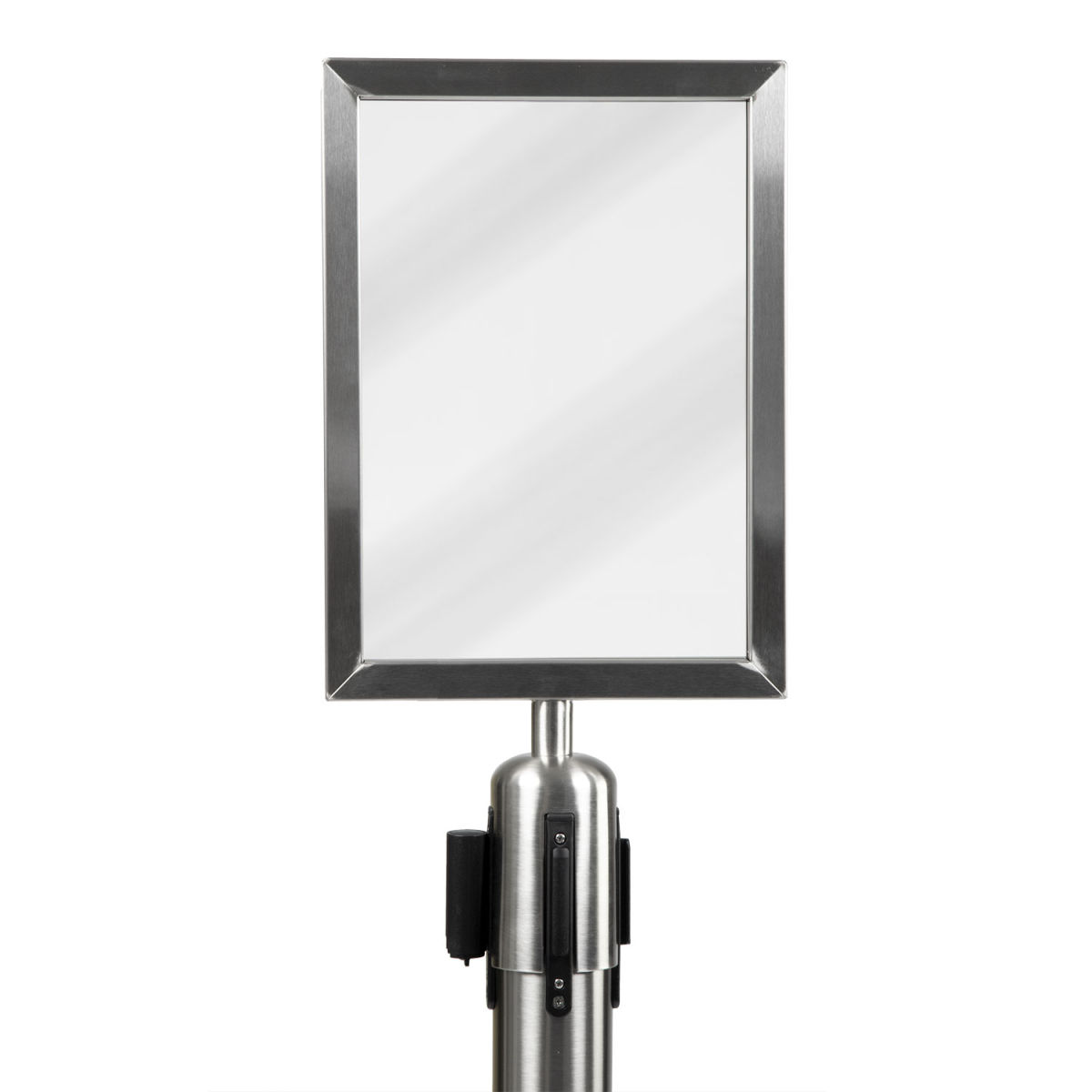 Porta-avvisi A4 per Paletto Retrattile - Cromo - Kit di montaggio incluso Securit; 22x0.83x47x0.83 cm (LxLxHxP); argento