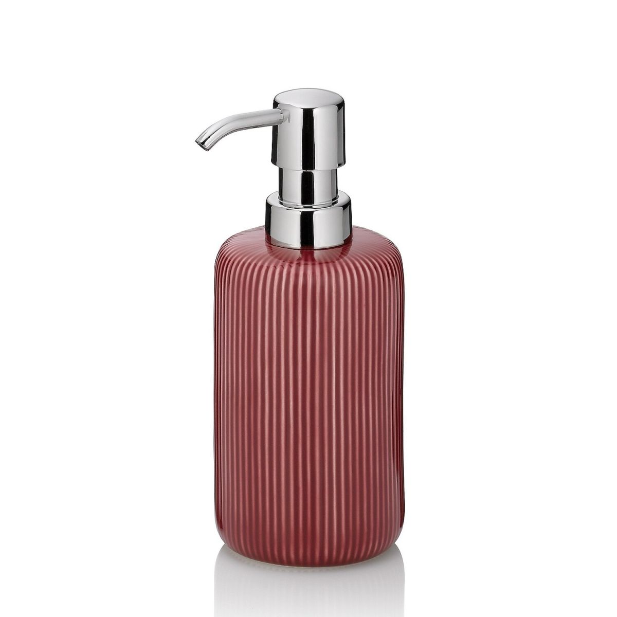 Dispenser per sapone Ava in ceramica kela; 350 ml, 7.5x17.5x7.5 cm (LxHxP); rosso