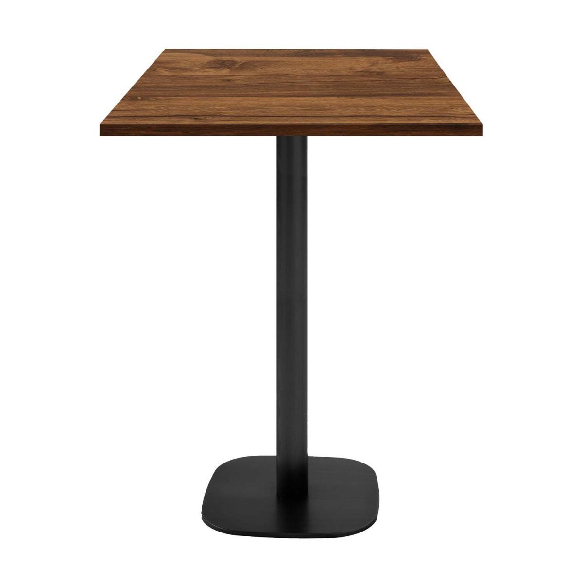 RestooTab Stehtisch Round quadratisch - Dekor Stein & Holz 60x60x113 cm (LxBxH); Platte eiche wenge, Gestell schwarz; quadratisch