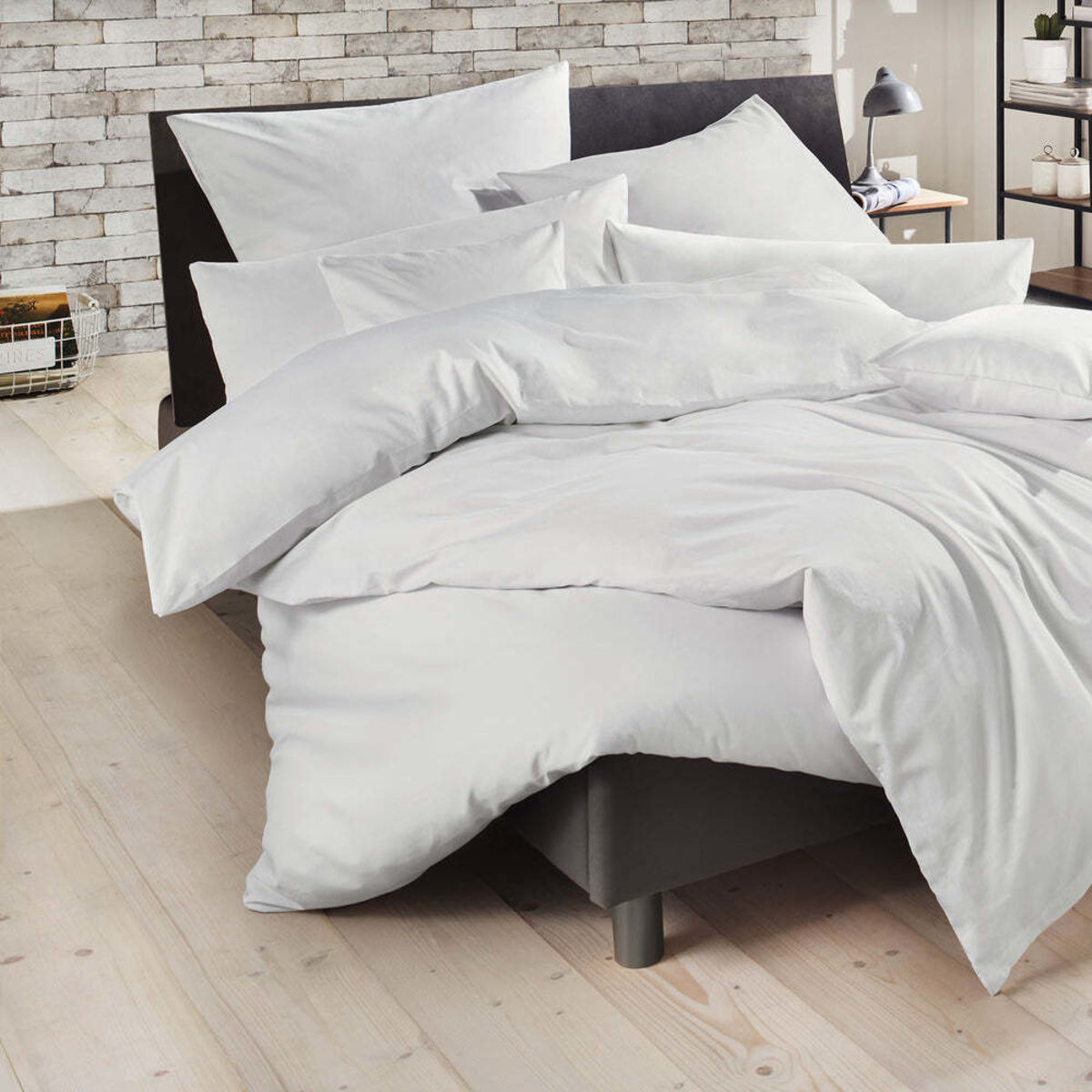 Decoper Mako-Satin Bettwäsche Pure aus 100% Baumwolle 135x200 cm (BxL), 80x80 cm (LxB); weiß
