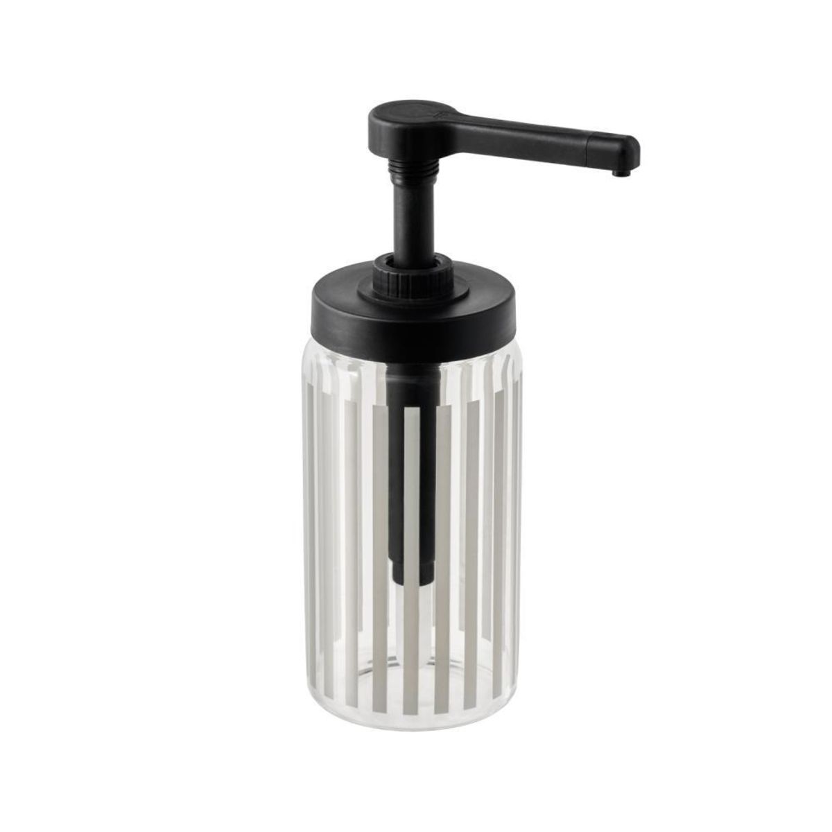 APS Dosierspender -DISPENSA-; 1000 ml, 10x10x10x22 cm (LxBxØxH); transparent/grau