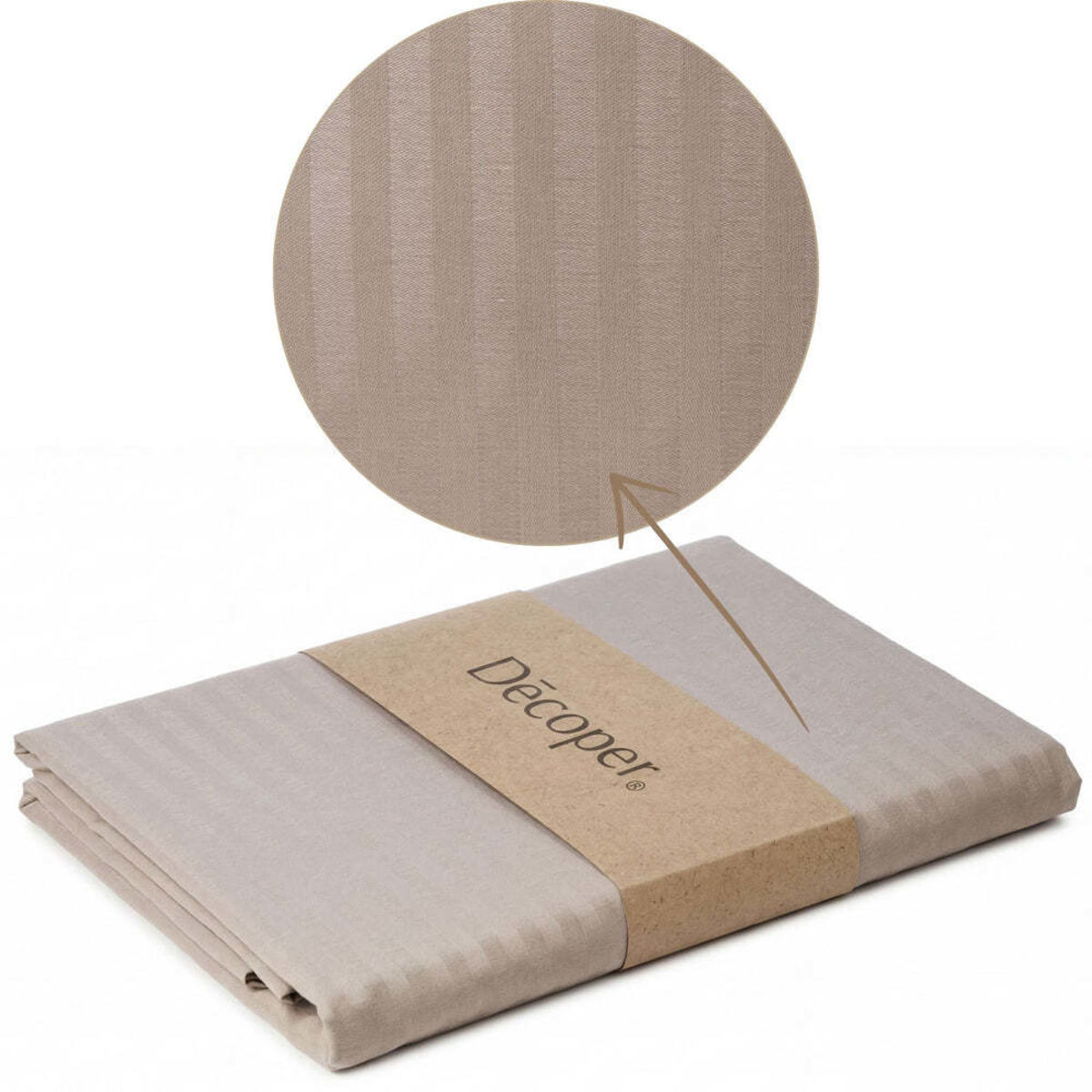 Decoper Streifsatin Bettwäsche Set; 135x200 cm (BxL), 60x80 cm (LxB); taupe