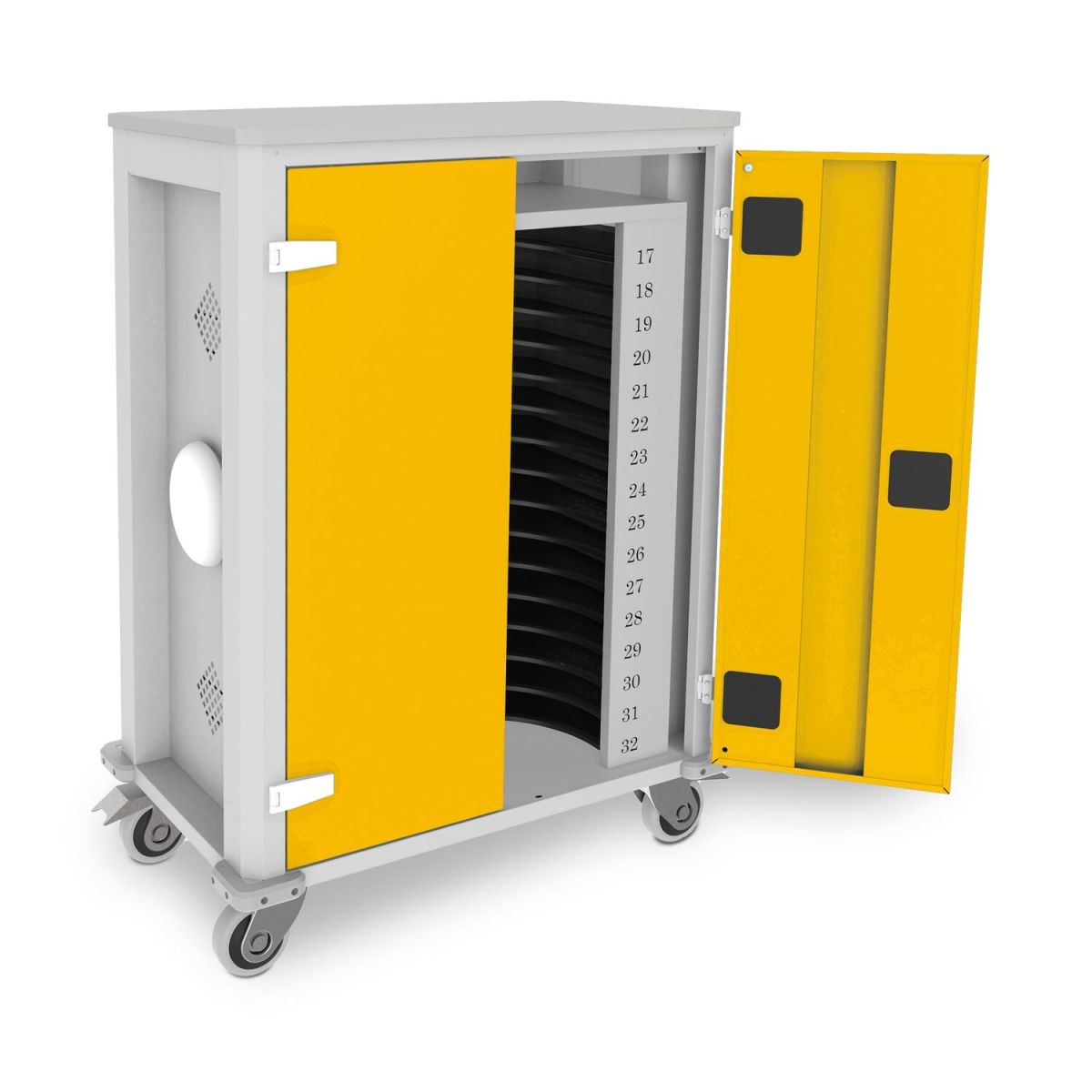 rotstahl Tabletwagen Power für 32 Tablets mit lichtgrauem Korpus + Access Point 73x44x105 cm (BxTxH); gelb