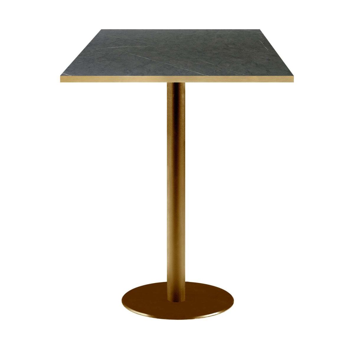 RestooTab Stehtisch Rome quadratisch Gestell goldmetallic - Kanten messing 60x60x113 cm (LxBxH); Platte schwarz/dunkelgrau/messing, Gestell messing; quadratisch