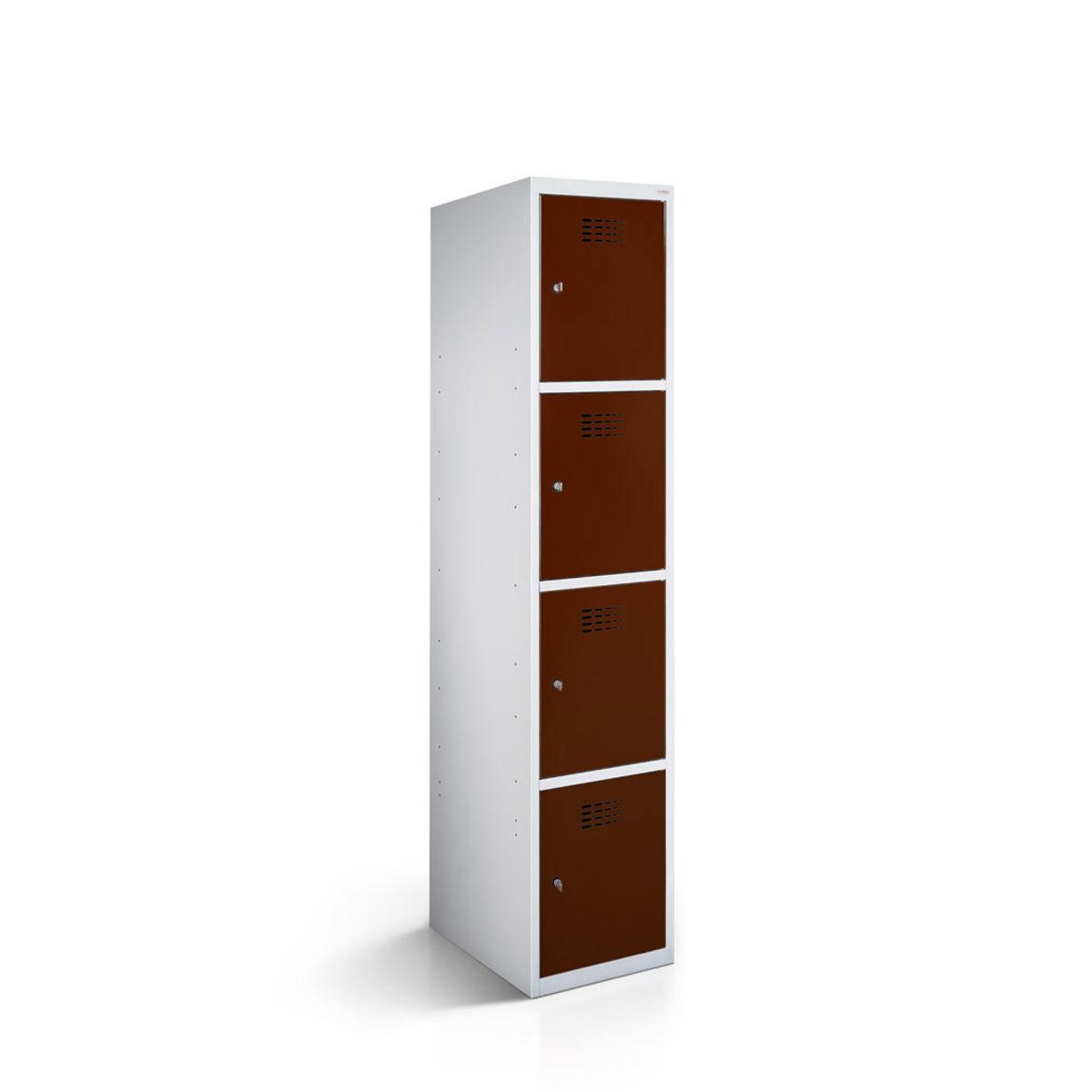 rotstahl Fächerschrank 4 Fächer mit lichtgrauem Korpus 30x50x180 cm (BxTxH); mahagoni