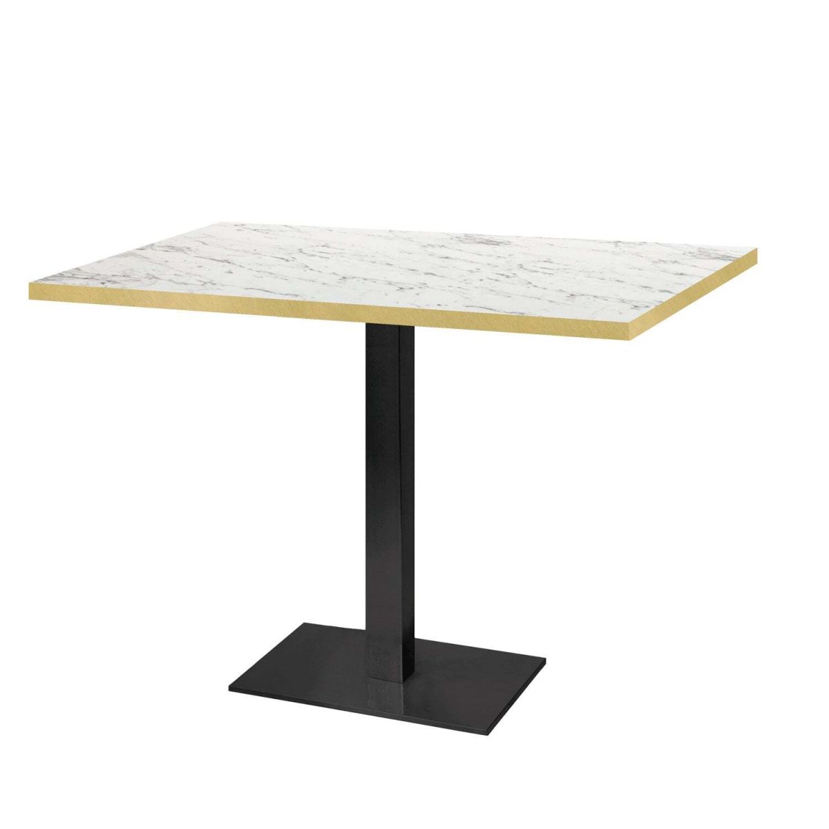 RestooTab Tisch Milan rechteckig - Kanten messingfarben 120x70x75 cm (LxBxH); Platte weiß/marmoriert/messing, Gestell schwarz; rechteckig