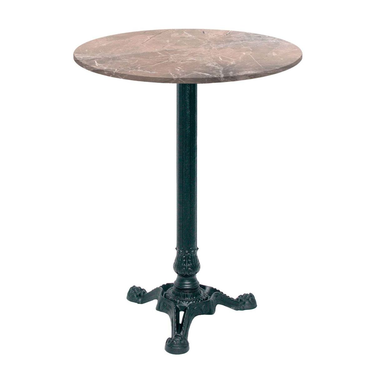RestooTab Stehtisch Bistrot rund - Dekor Stein & Holz 60x60x113x60 cm (LxBxHxØ); braun/marmoriert; Gestell schwarz; rund