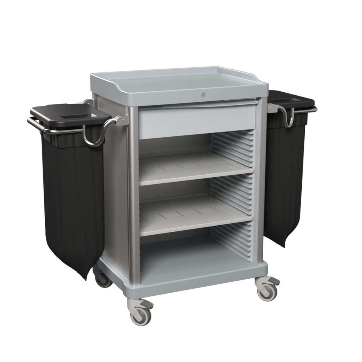 QUATRO Praktischer offener Housekeepingwagen V2 Grau 142x110 cm (BxH); grau
