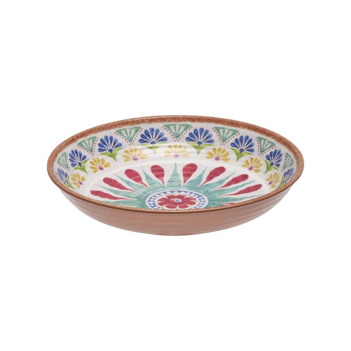 APS Schale -ARABESQUE- , Ø 13 cm, H: 7 cm , Melamin, 0,4 Liter , innen: Terrakottaoptik , außen: Dekor ,; 700 ml, 22.5x22.5x4.5 cm (LxBxH); terrakotta/weiß/blau; rund