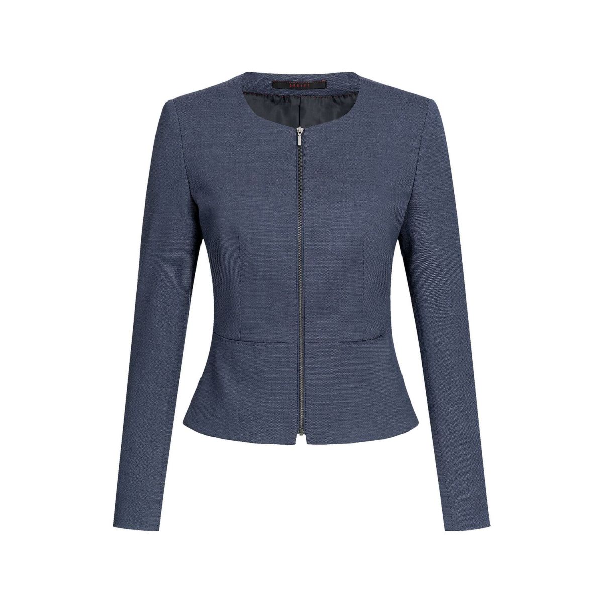 GREIFF Damen-Kurzblazer SF Modern 37.5 Pinpoint mit Reißverschluss Kleidergröße 34; blau