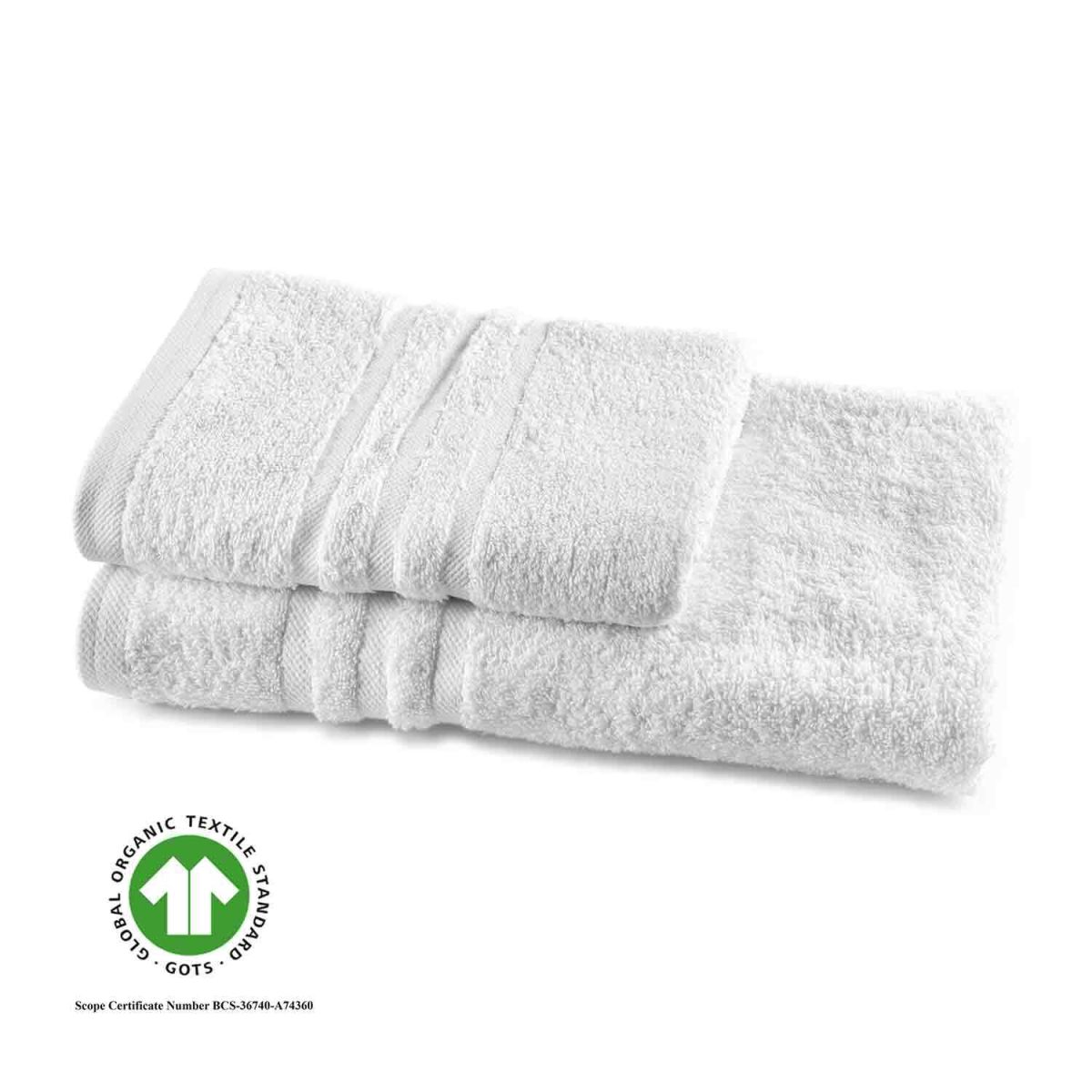bertsch Hotelwäsche GOTS-Walkfrottier Duschtuch weiss 70x140 cm, 500 g/qm, 3-Streifenbördüre; 70x140 cm (BxL); weiß