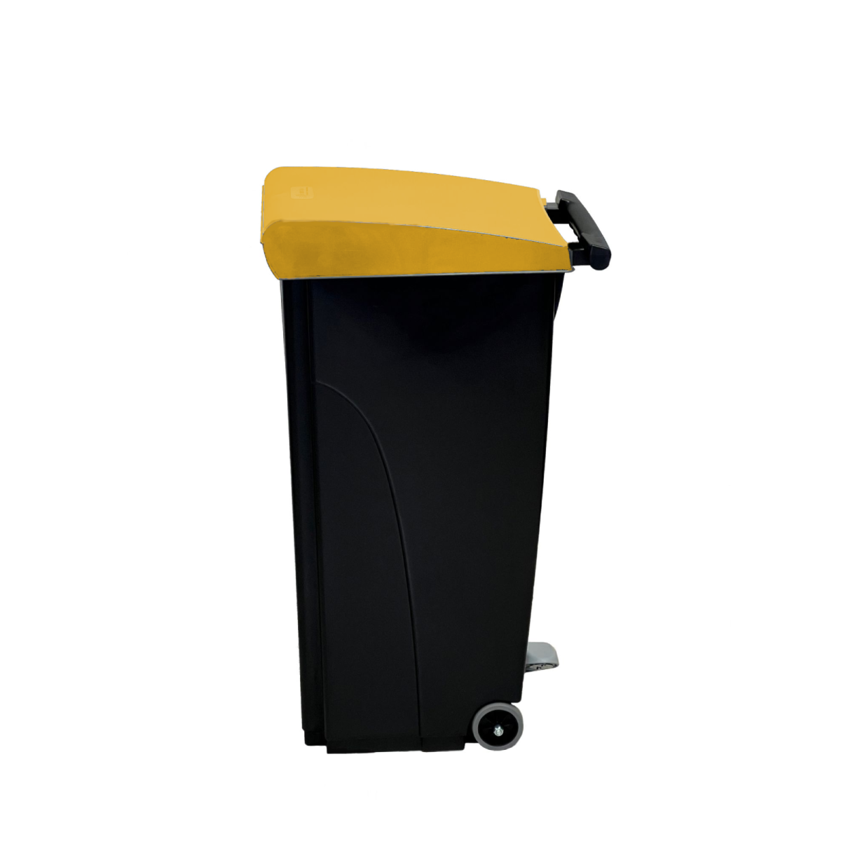 QUATRO Platzsparender Abfalleimer mit Pedal 70 l, 43x81x32 cm (BxHxT); schwarz/gelb; rechteckig
