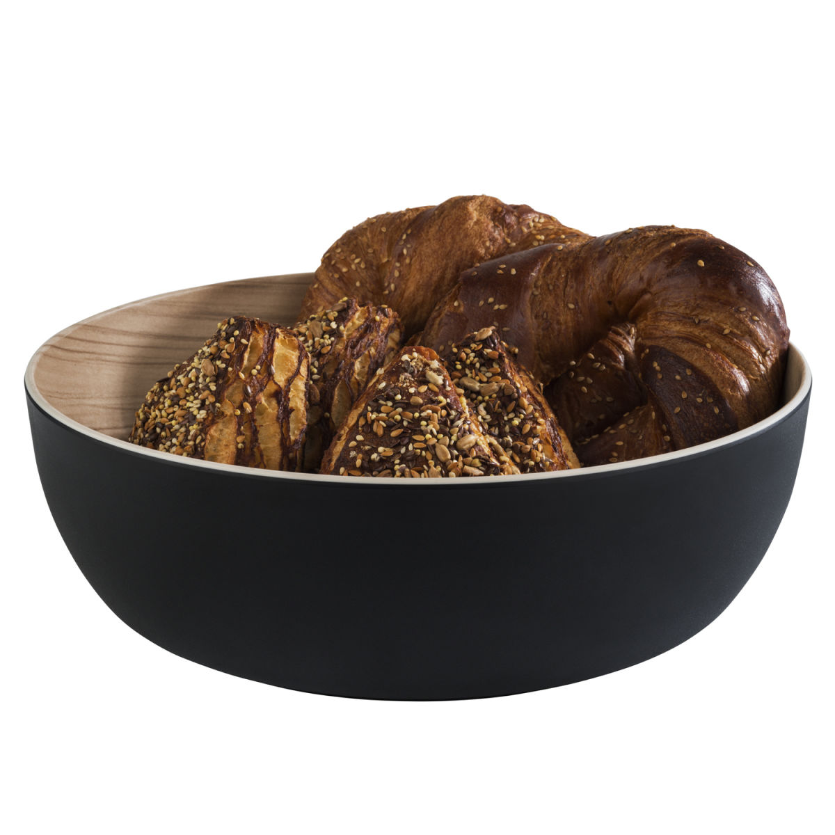 APS Schale FRIDA, Melamin, rund; 4700 ml, 30x30x30x9.5 cm (LxBxØxH); beige/schwarz; rund
