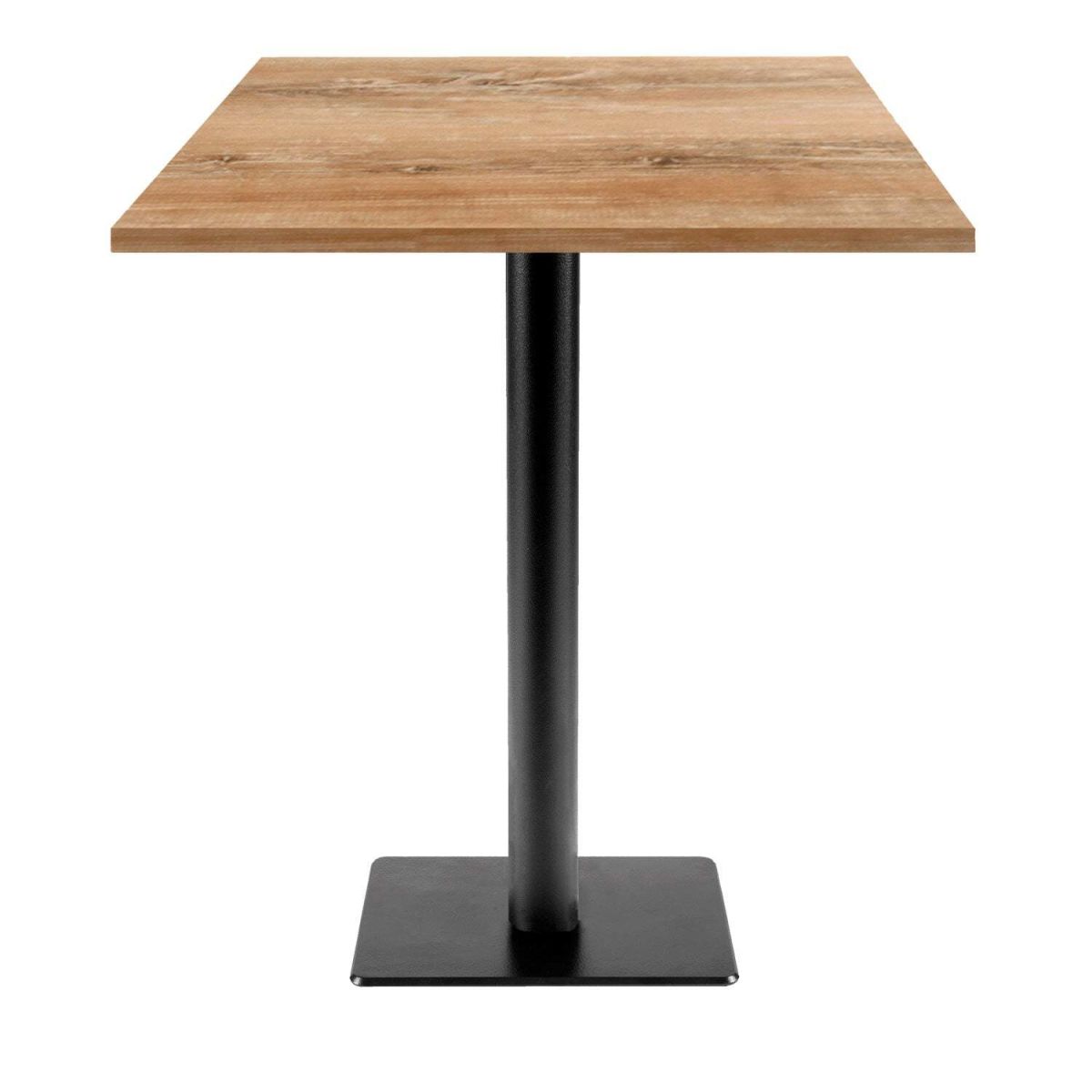 RestooTab Stehtisch Milan T quadratisch - Dekor Holz 70x70x113 cm (LxBxH); Platte eiche antik, Gestell schwarz; quadratisch