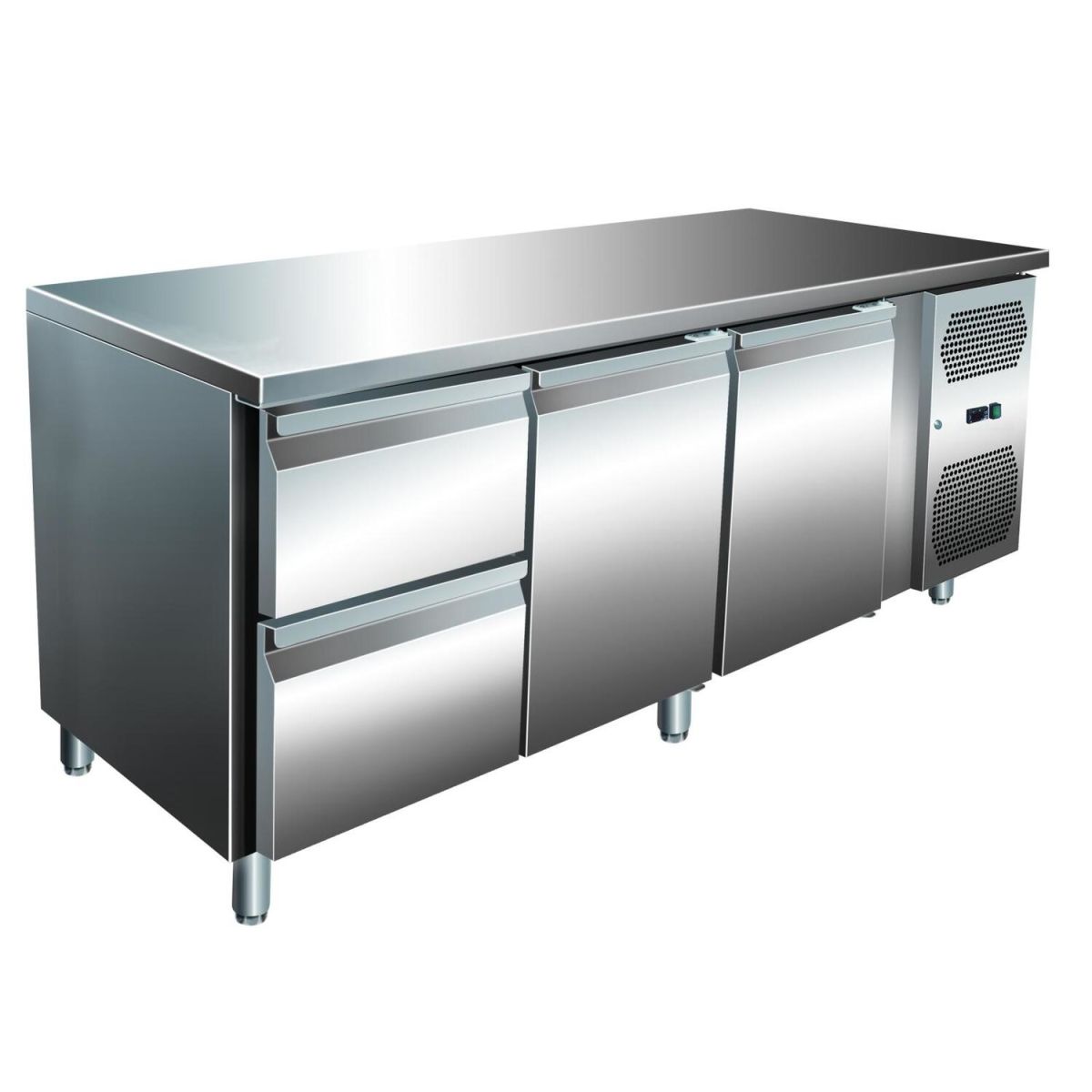 A&S Polarny VIP Kühltisch mit 1x 2 Schubladen und 2 Türen -2 bis +8°C 1.795x700x860 mm 179.5x86x70 cm (BxHxT); edelstahl