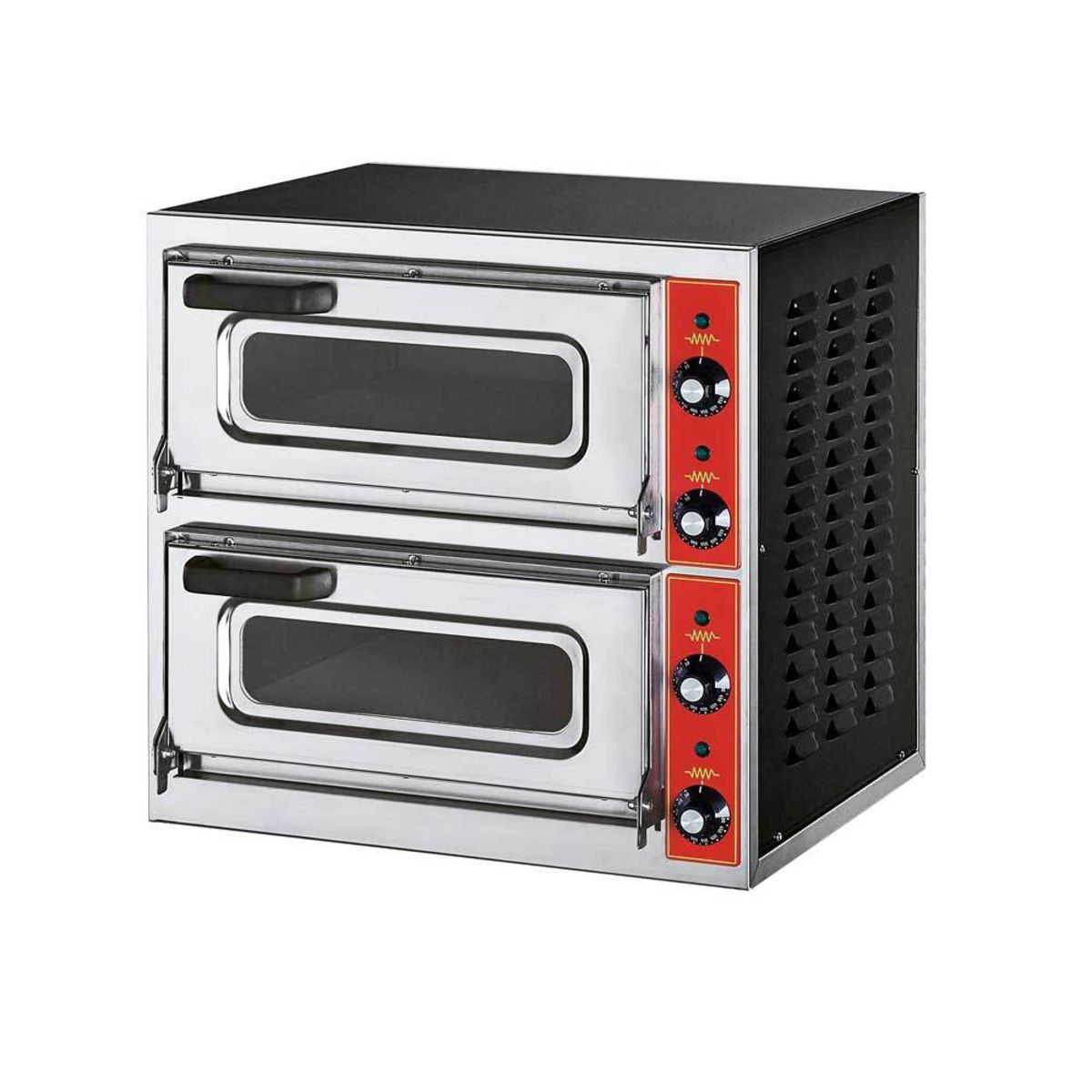 GGF Pizzaofen mit zwei Kammern für Pizzen bis zu Ø 400 mm 55.5x46x53.5 cm (BxTxH); silber/schwarz