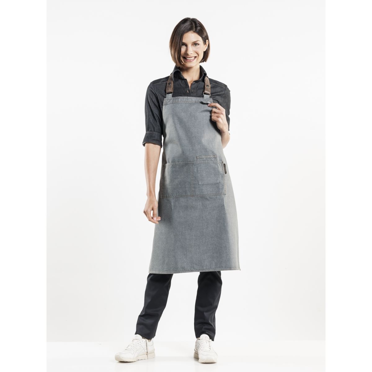 Chaud Devant Latzschürze Forene Grey Denim W70 – L90 90x70 cm (LxB); grau