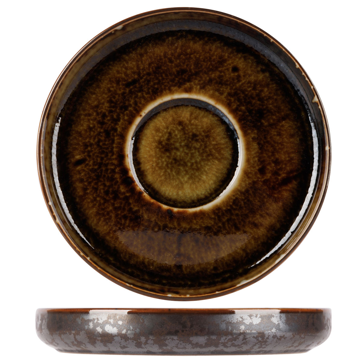 Cosy & Trendy Elements Mineral Untertasse D11Xh1,6Cm 11x11x11x1.3 cm (LxBxØxH); grün/anthrazit; rund; 12 Stück / Pack